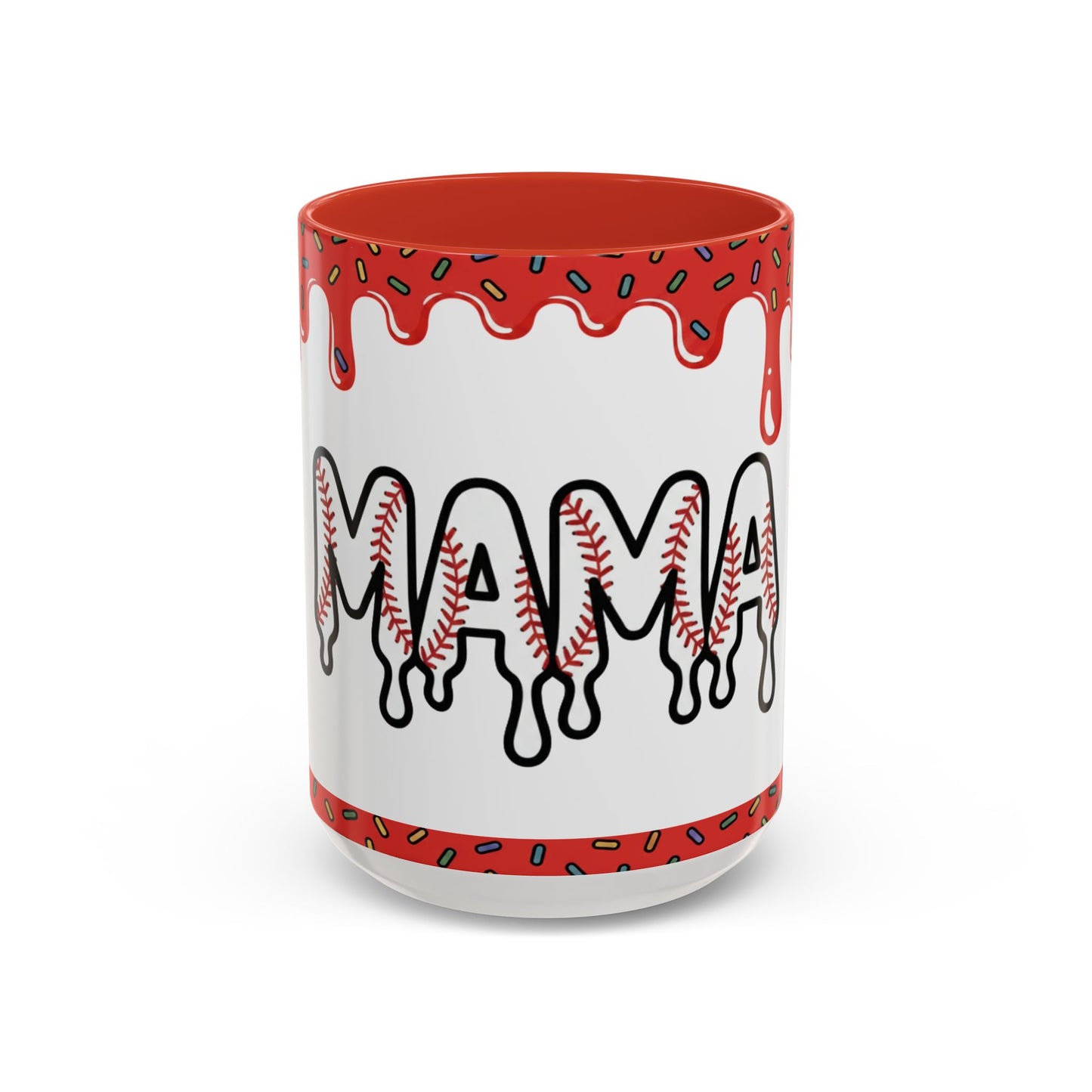 Mama Baseball Drip Accent Coffee Mug (11/15oz)