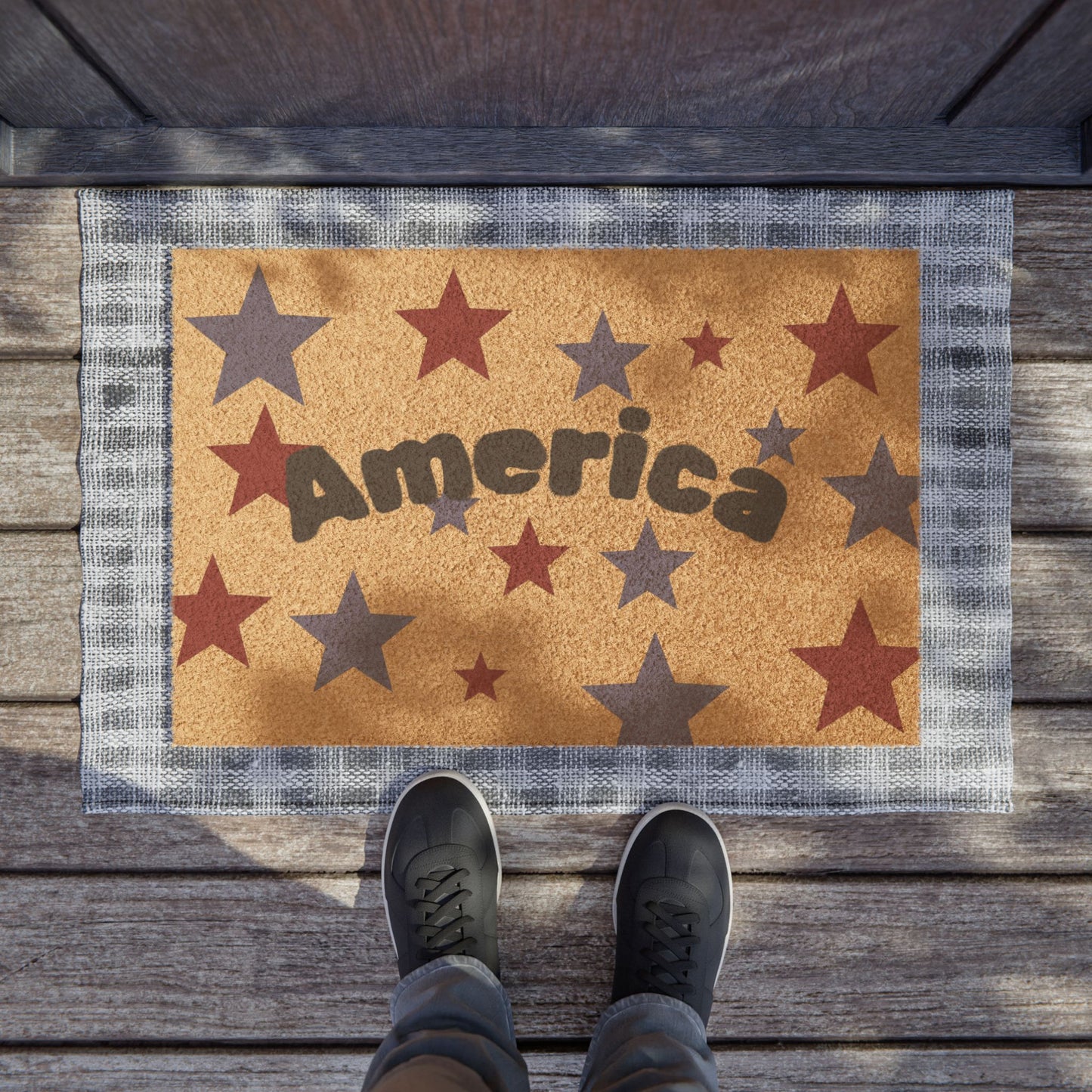 America Stars Doormat - Patriotic Welcome Mat for 4th of July & Everyday