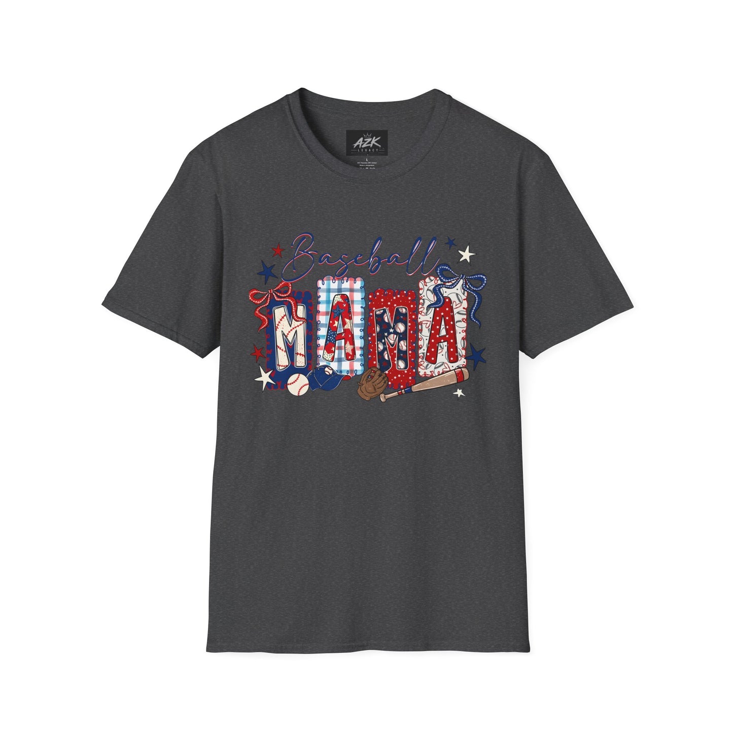 Baseball Mama T-Shirt — Patriotic Stars & Stripes Mom Tee