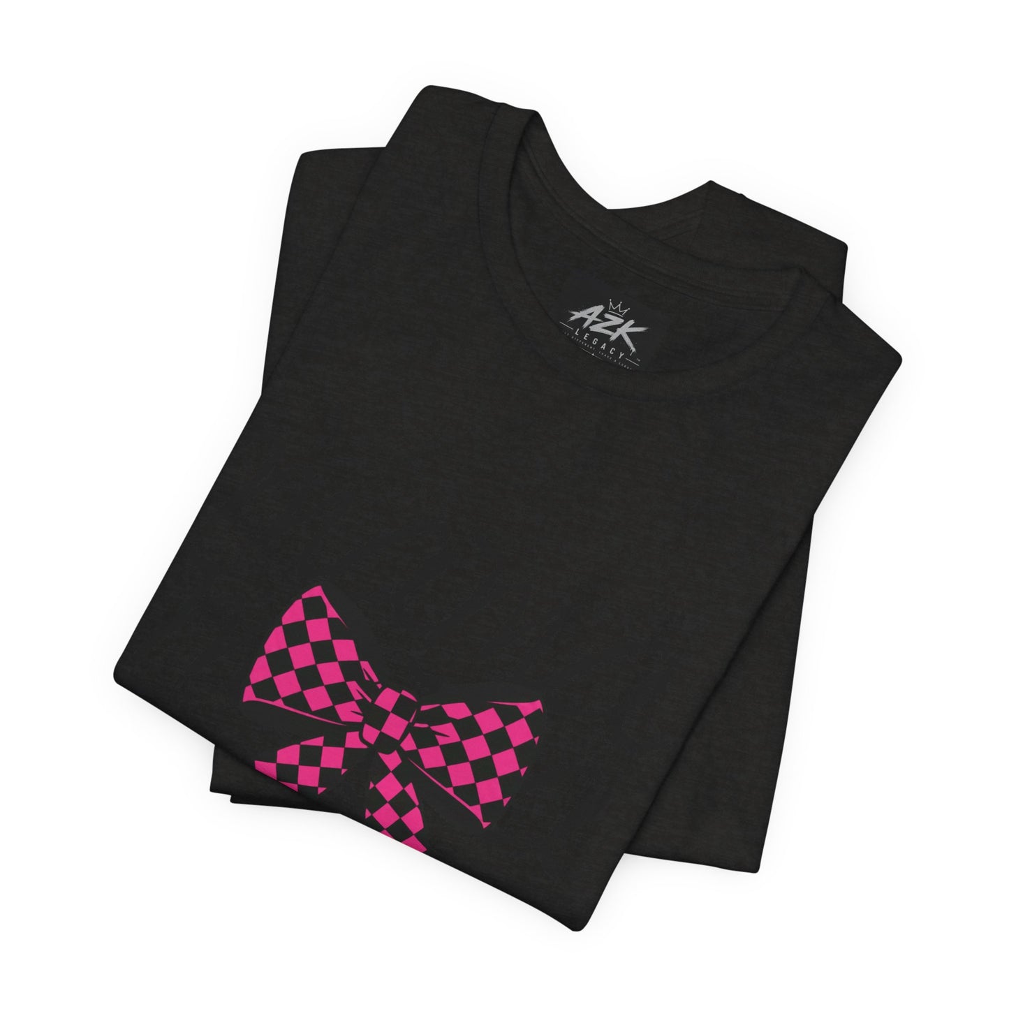 Mama Script Tee with Pink Plaid Bow