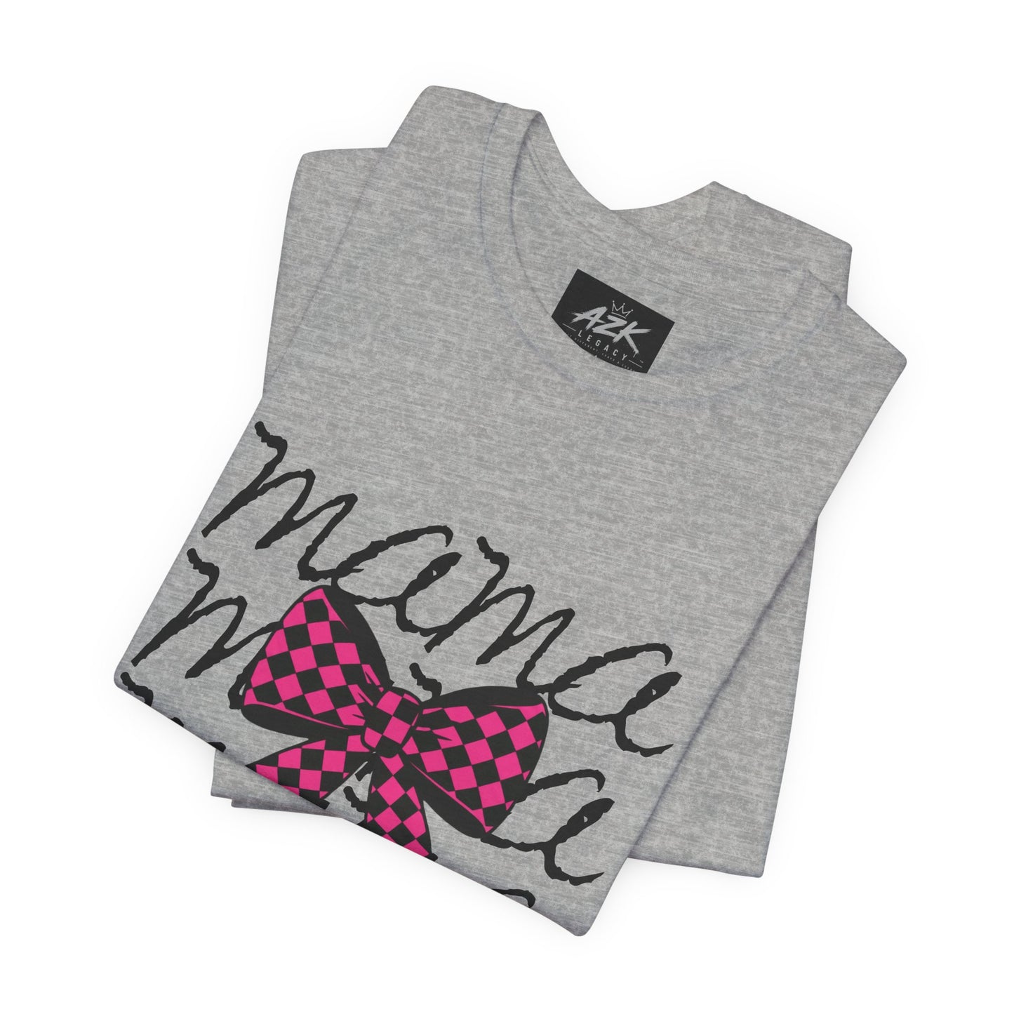 Mama Script Tee with Pink Plaid Bow