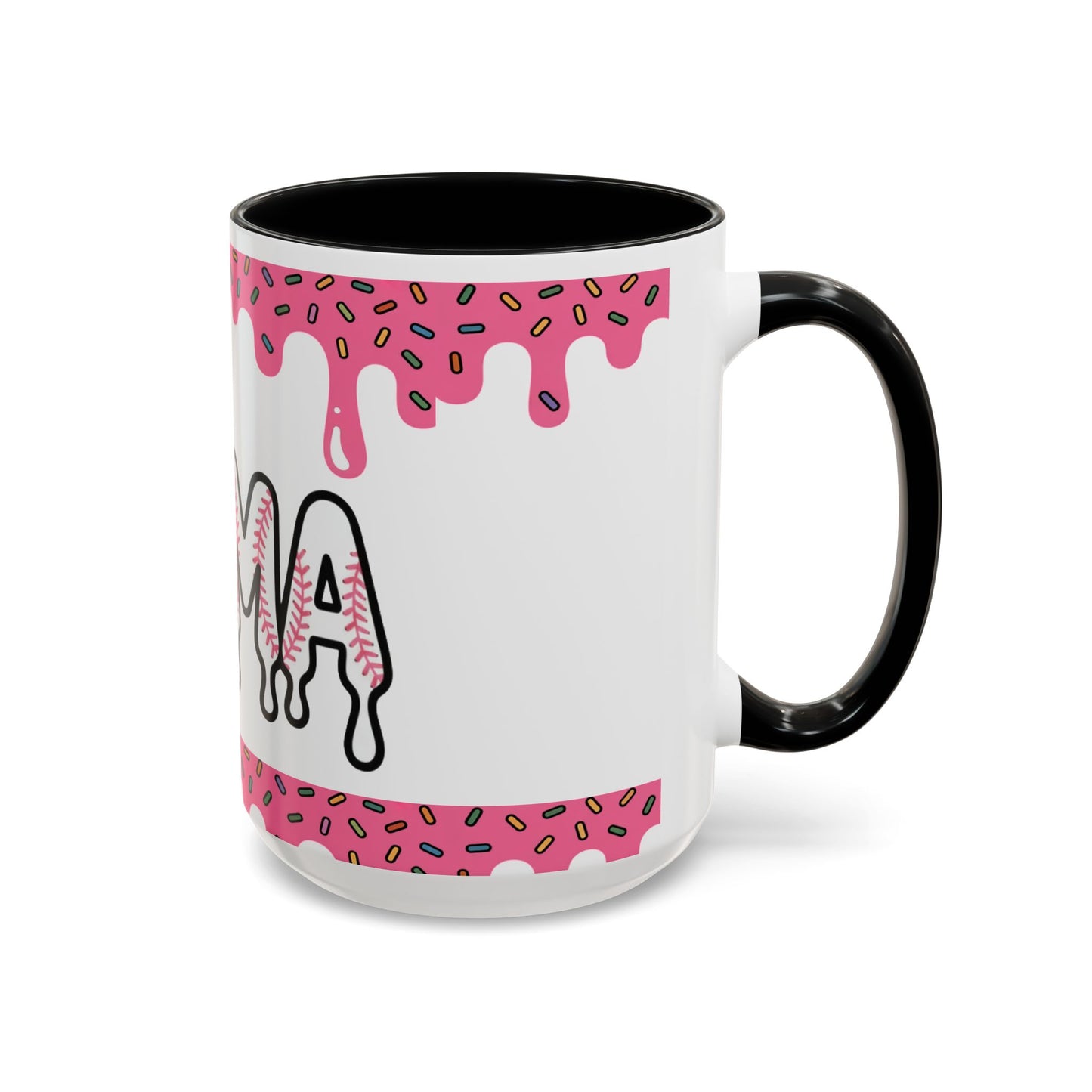 Mama Baseball Drip Accent Coffee Mug – Pink Sprinkle Baseball Mom Gift (11/15oz)