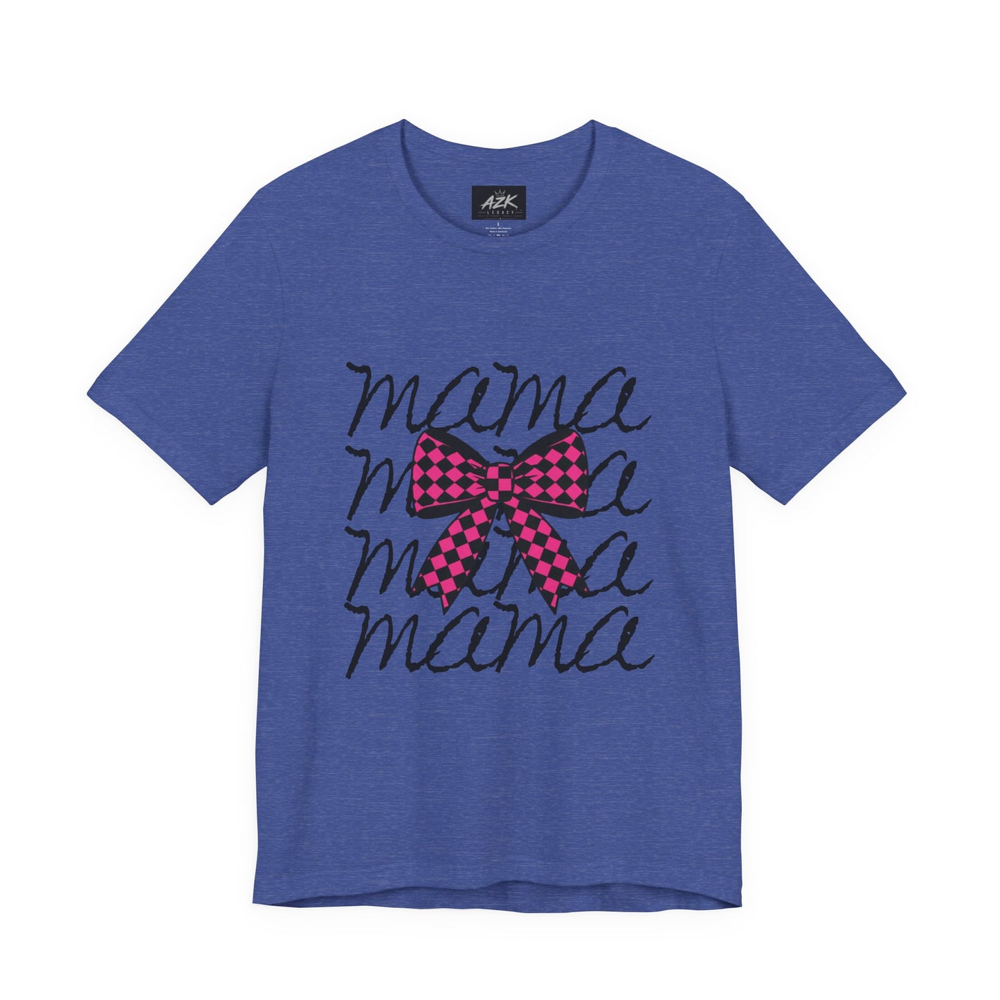 Mama Script Tee with Pink Plaid Bow