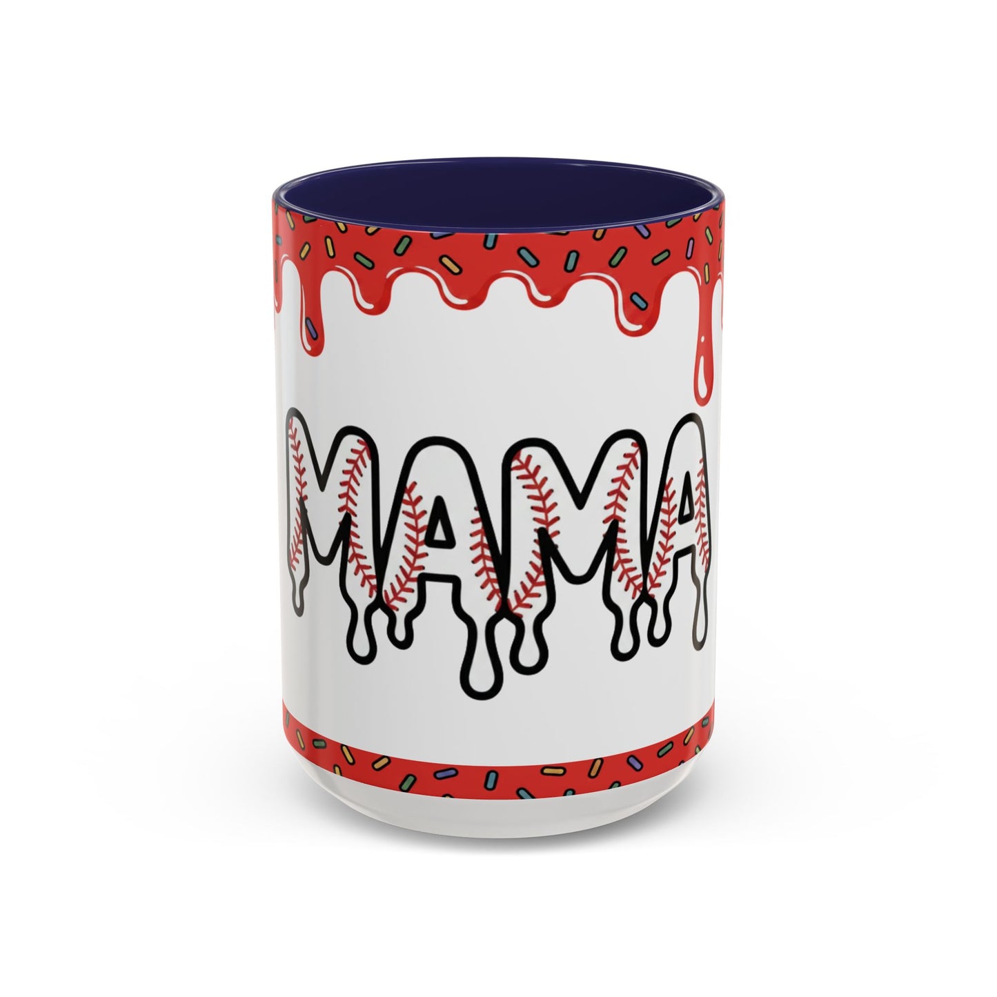 Mama Baseball Drip Accent Coffee Mug (11/15oz)