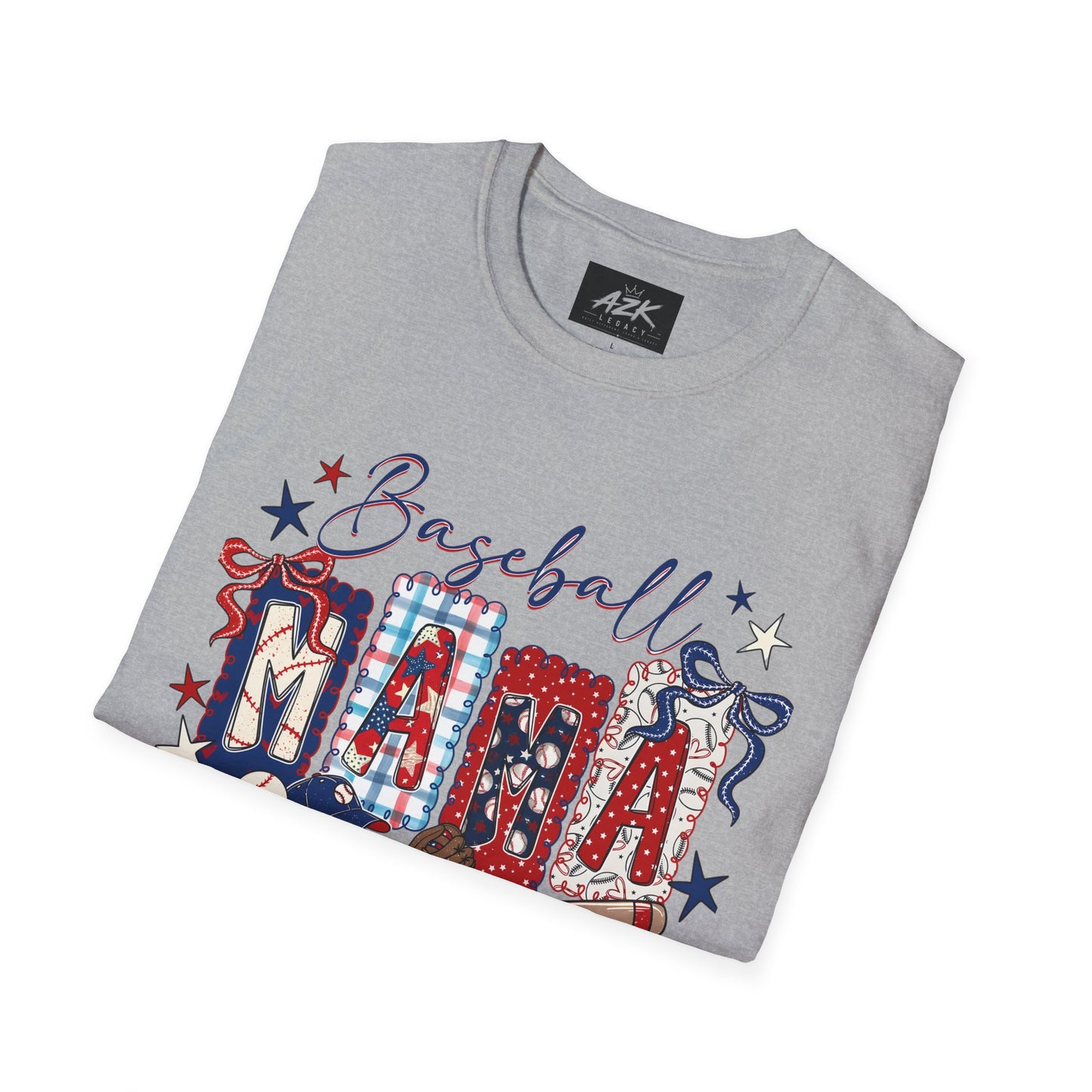 Baseball Mama T-Shirt — Patriotic Stars & Stripes Mom Tee