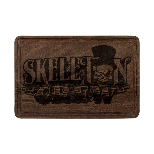 Engraved Wooden Cutting Board — "Skeleton Crew" Skull Design