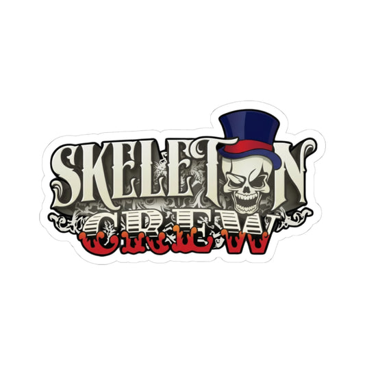 Skeleton Crew Kiss-Cut Sticker — Vintage Skull Badge