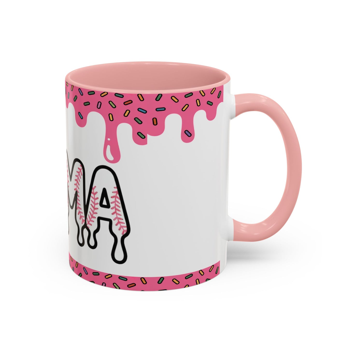 Mama Baseball Drip Accent Coffee Mug – Pink Sprinkle Baseball Mom Gift (11/15oz)