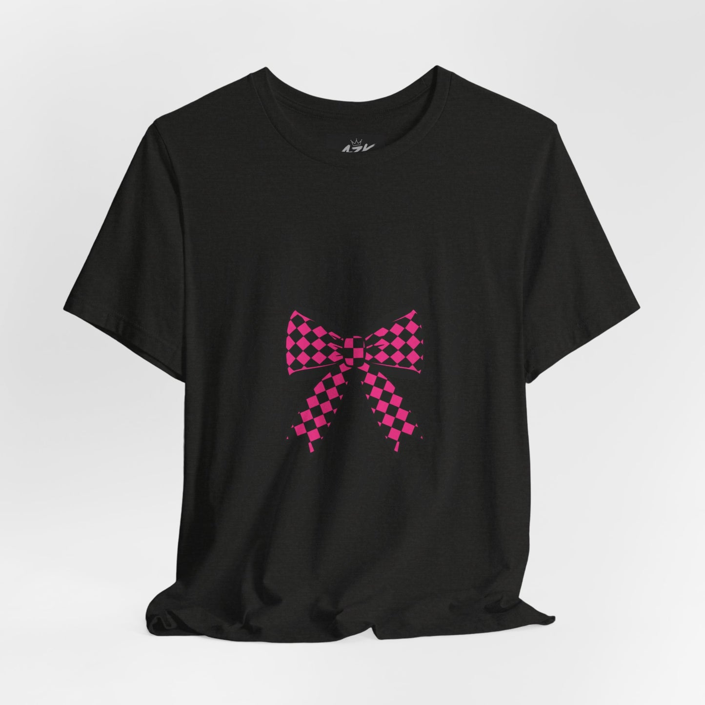 Mama Script Tee with Pink Plaid Bow