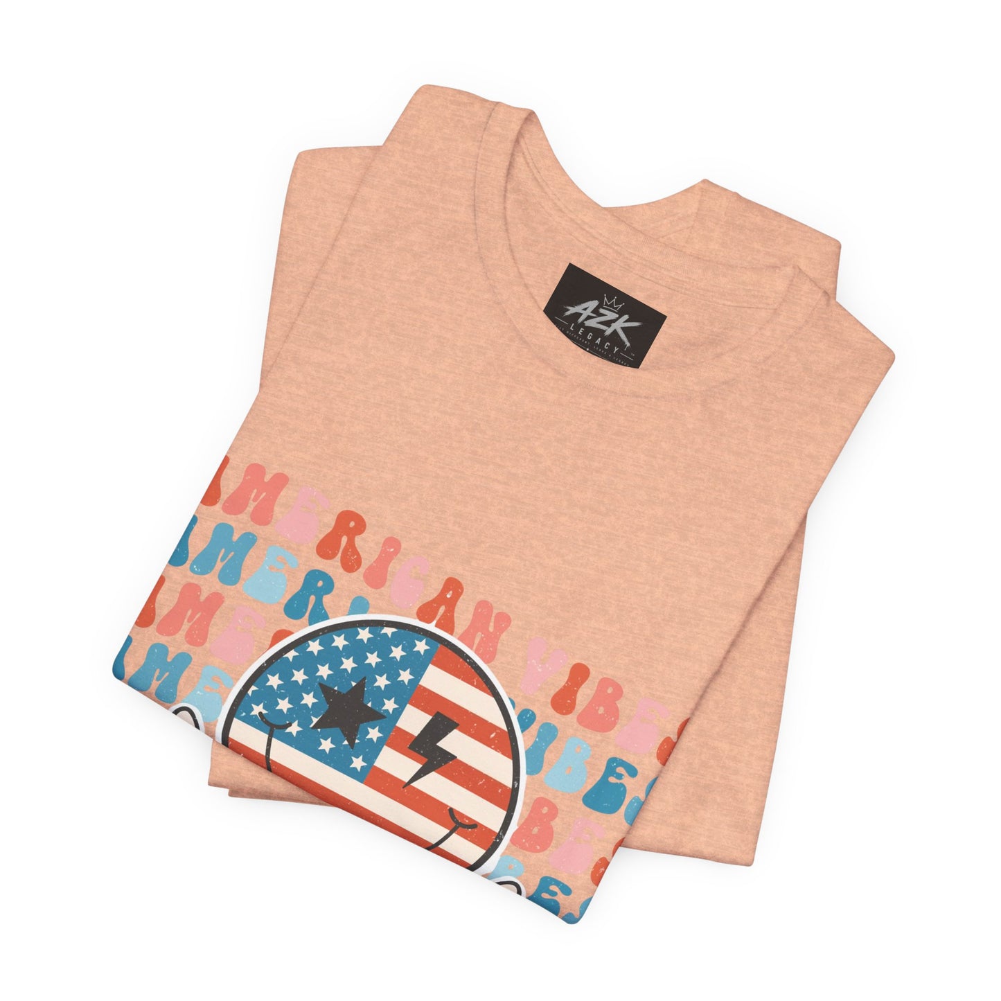 American Vibes T-Shirt — Retro Peace Sign Flag Tee (Fourth of July)