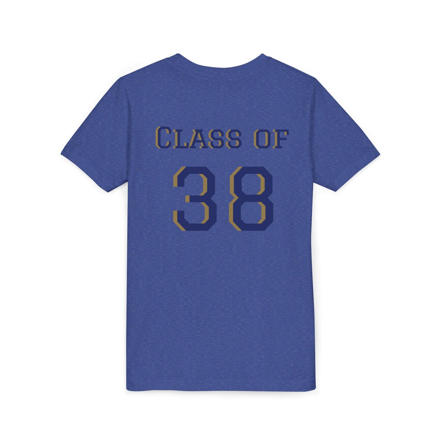 Kindergarten Grad Youth Tee — "Class of 38" Back Sports Jersey Style