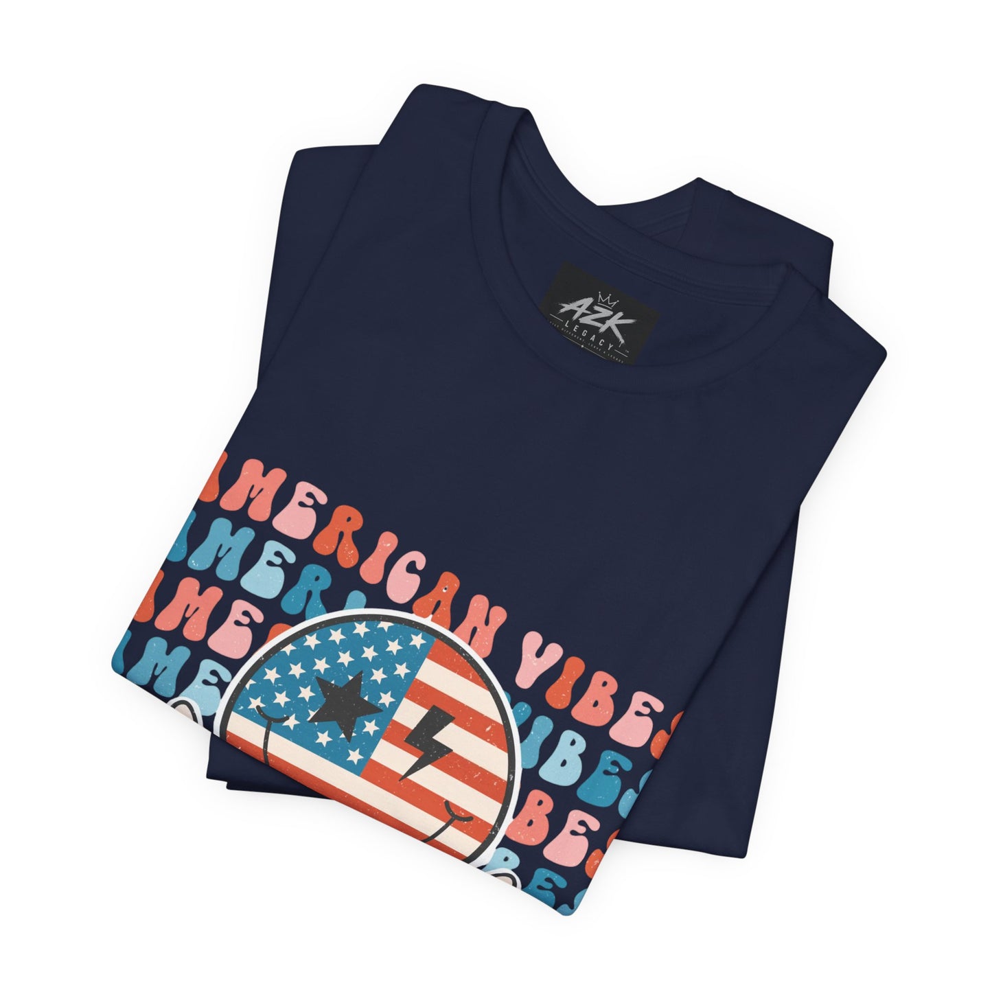 American Vibes T-Shirt — Retro Peace Sign Flag Tee (Fourth of July)