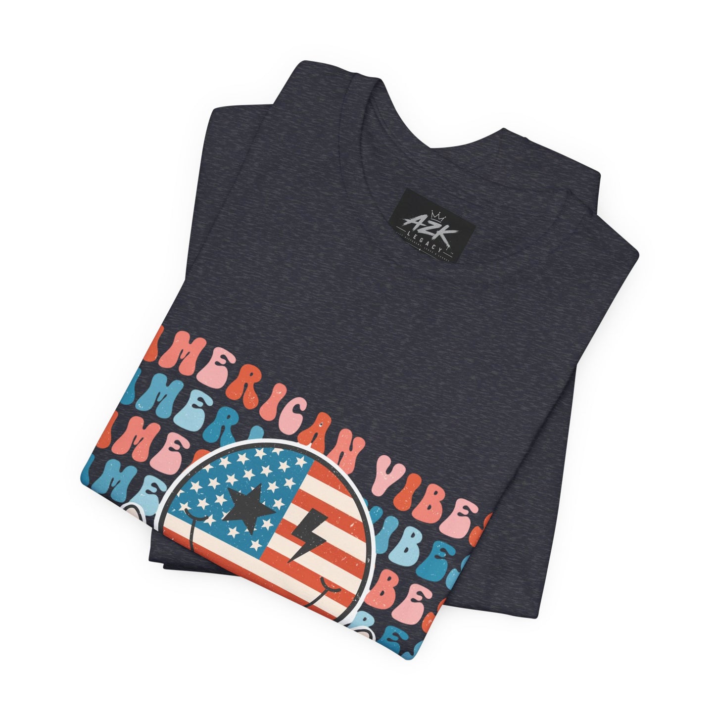 American Vibes T-Shirt — Retro Peace Sign Flag Tee (Fourth of July)