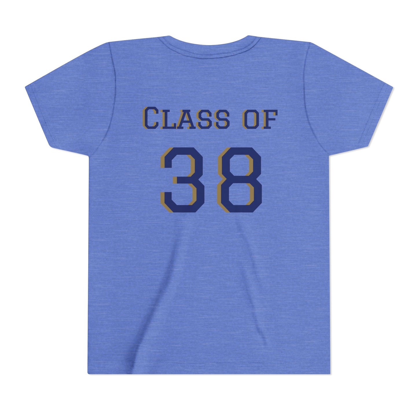 Kindergarten Grad Youth Tee — "Class of 38" Back Sports Jersey Style