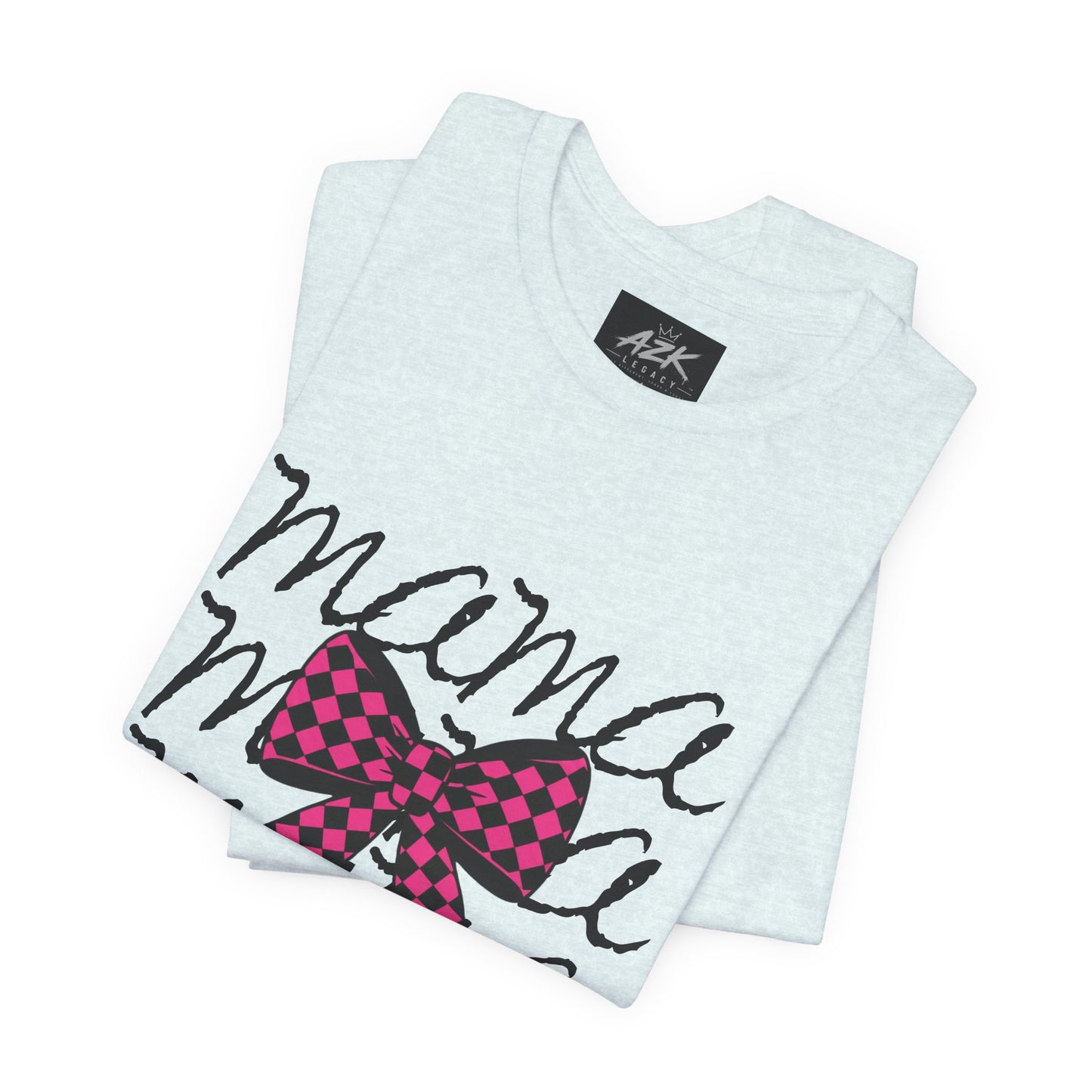 Mama Script Tee with Pink Plaid Bow