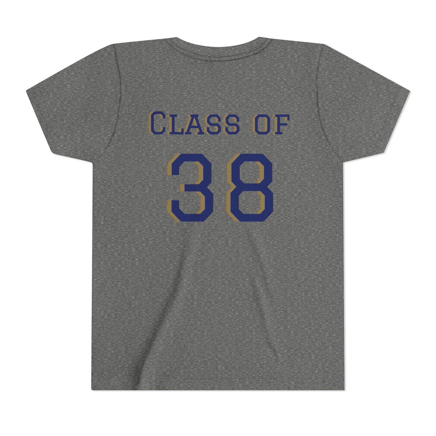 Kindergarten Grad Youth Tee — "Class of 38" Back Sports Jersey Style