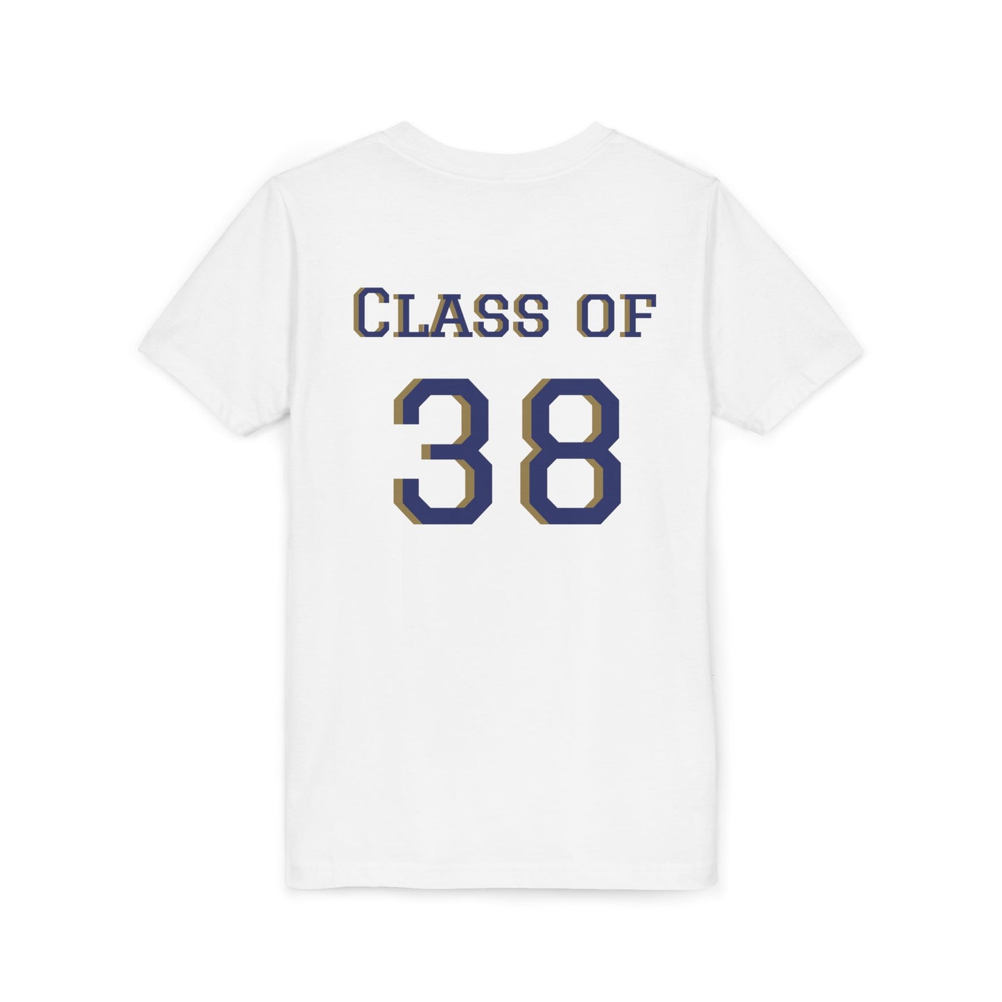 Kindergarten Grad Youth Tee — "Class of 38" Back Sports Jersey Style