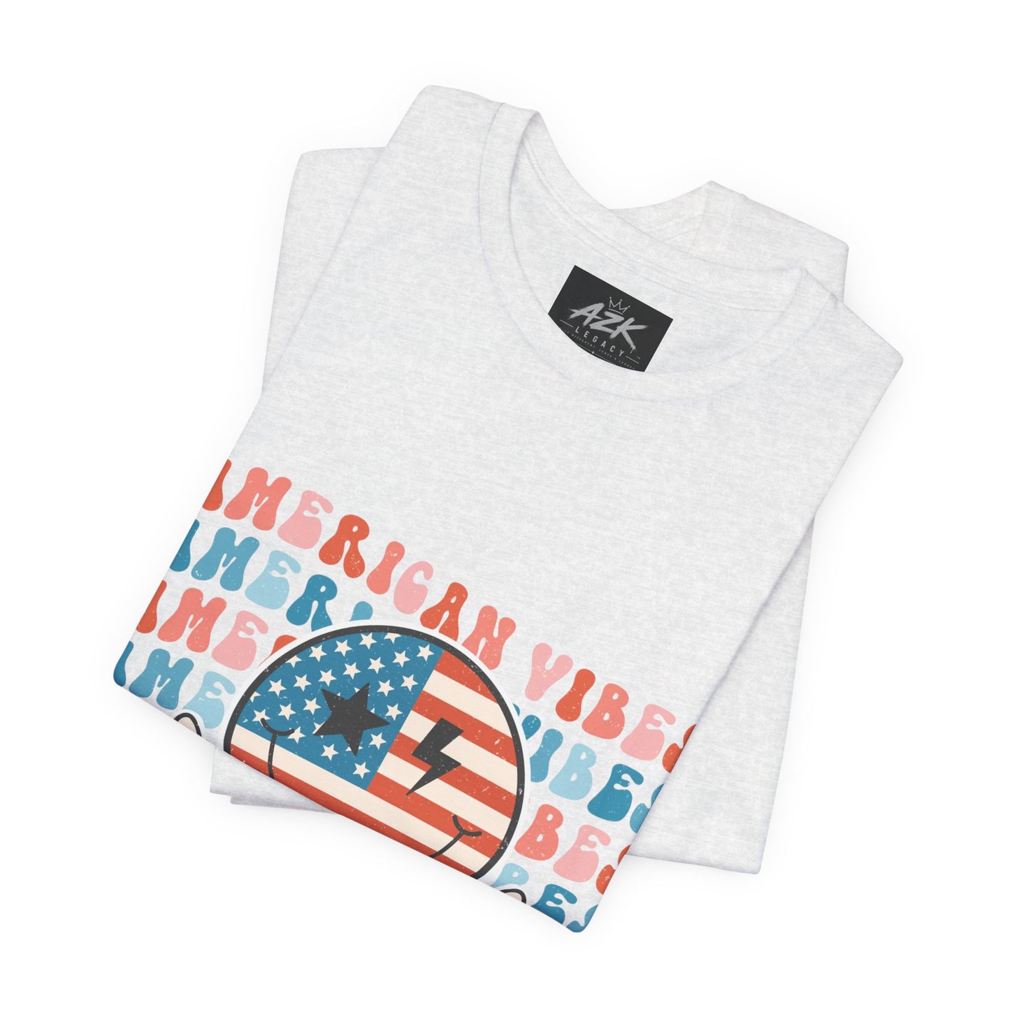 American Vibes T-Shirt — Retro Peace Sign Flag Tee (Fourth of July)