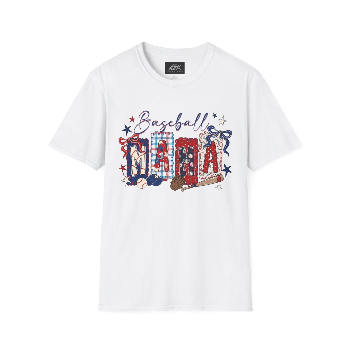Baseball Mama T-Shirt — Patriotic Stars & Stripes Mom Tee