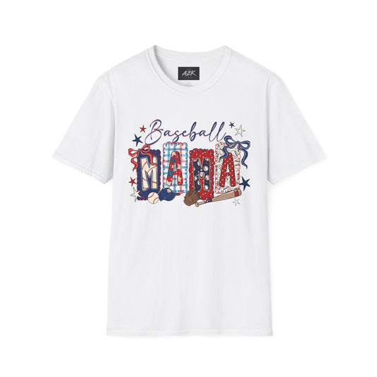 Baseball Mama T-Shirt — Patriotic Stars & Stripes Mom Tee