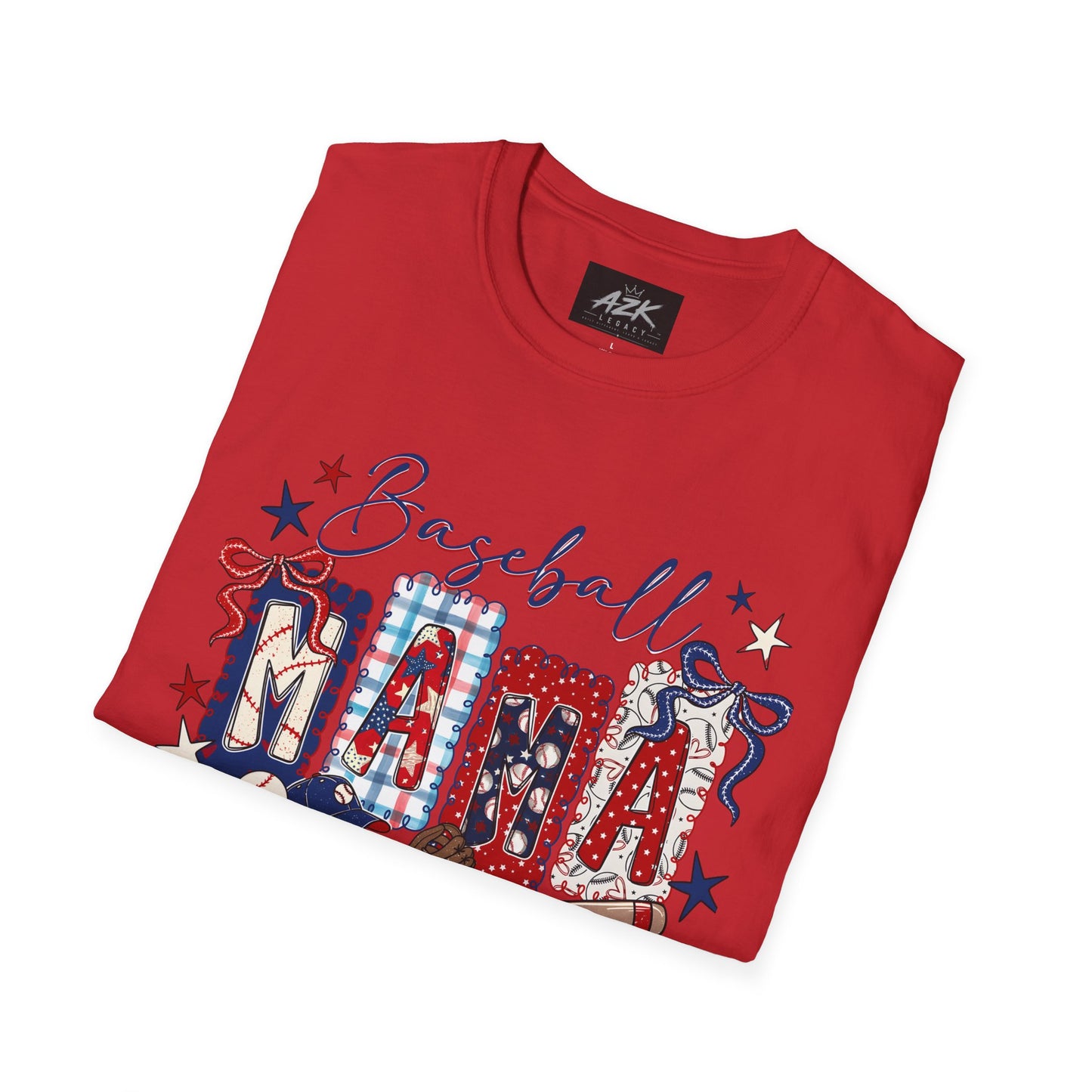 Baseball Mama T-Shirt — Patriotic Stars & Stripes Mom Tee