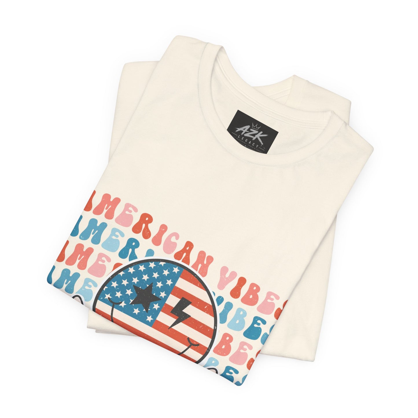 American Vibes T-Shirt — Retro Peace Sign Flag Tee (Fourth of July)
