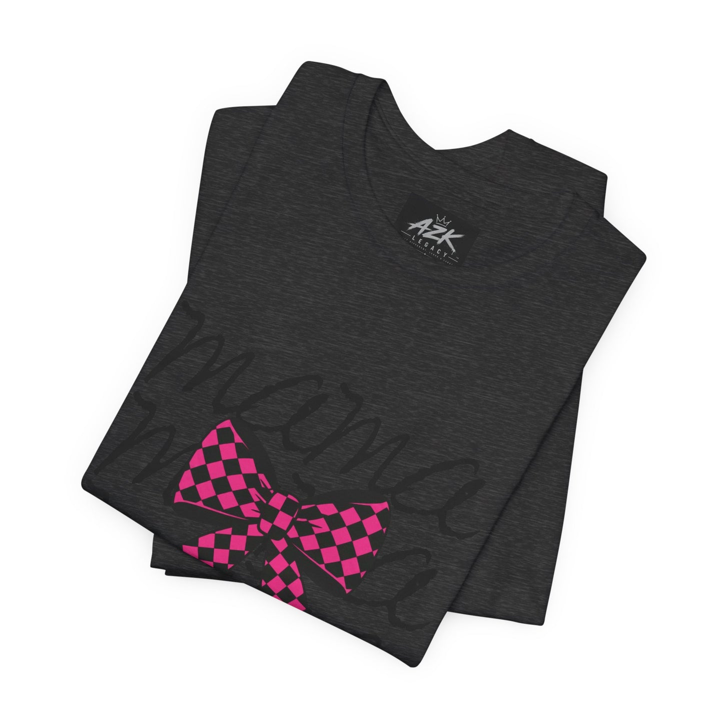 Mama Script Tee with Pink Plaid Bow