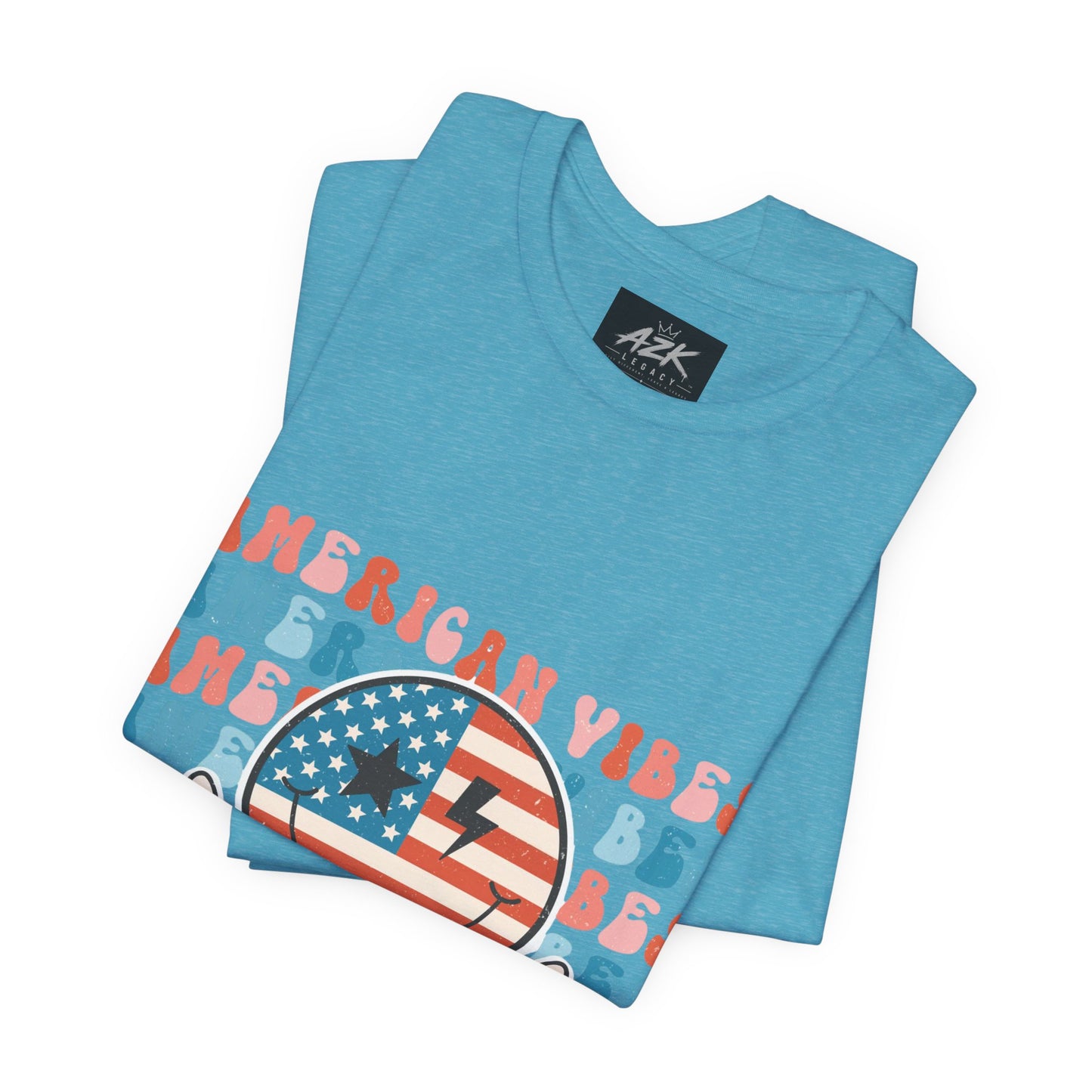 American Vibes T-Shirt — Retro Peace Sign Flag Tee (Fourth of July)