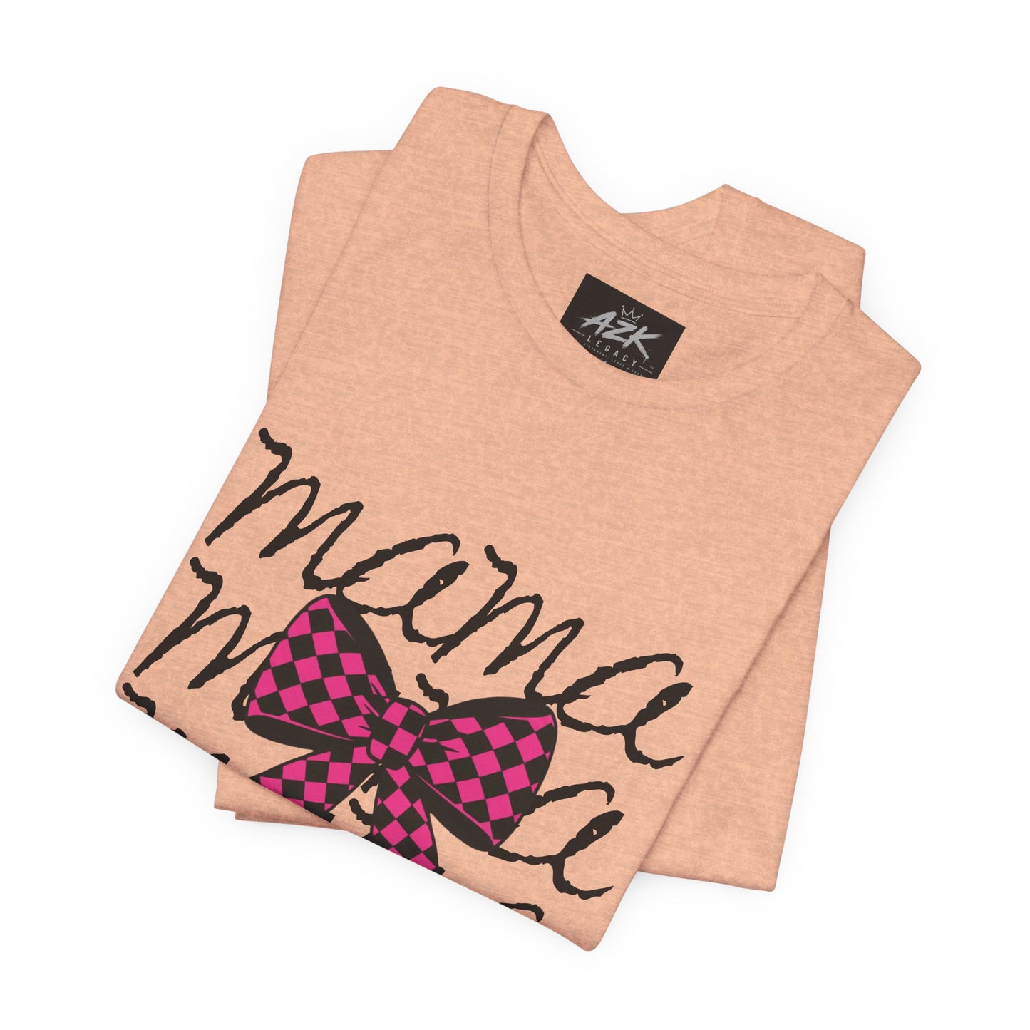 Mama Script Tee with Pink Plaid Bow