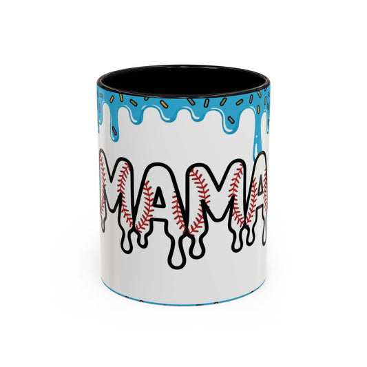 Mama Baseball Accent Coffee Mug — Drip Design for Baseball Moms (11/15oz)