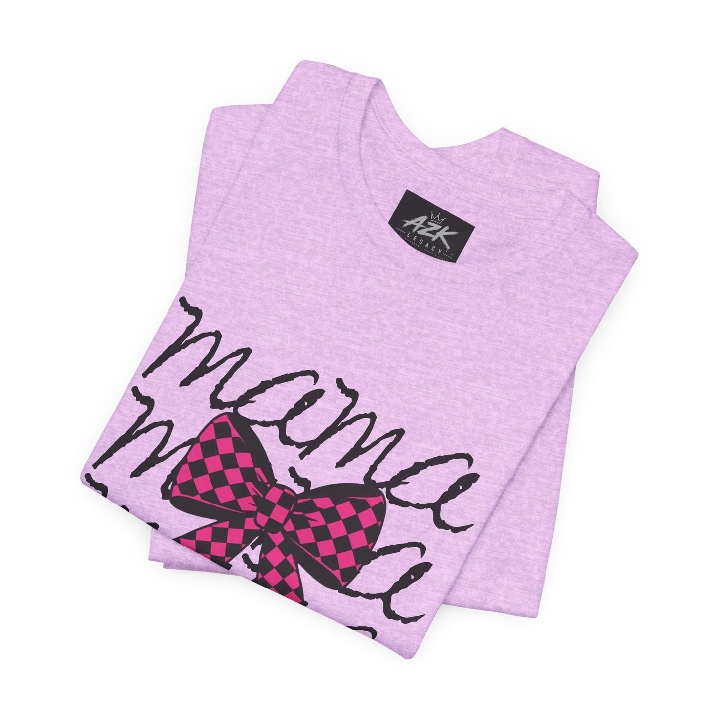 Mama Script Tee with Pink Plaid Bow