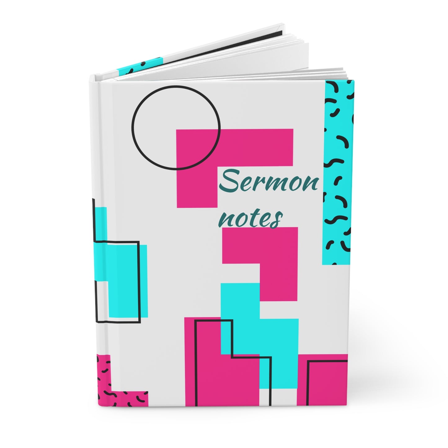 Sermon Notes Hardcover Journal — Retro Geometric Church Notebook