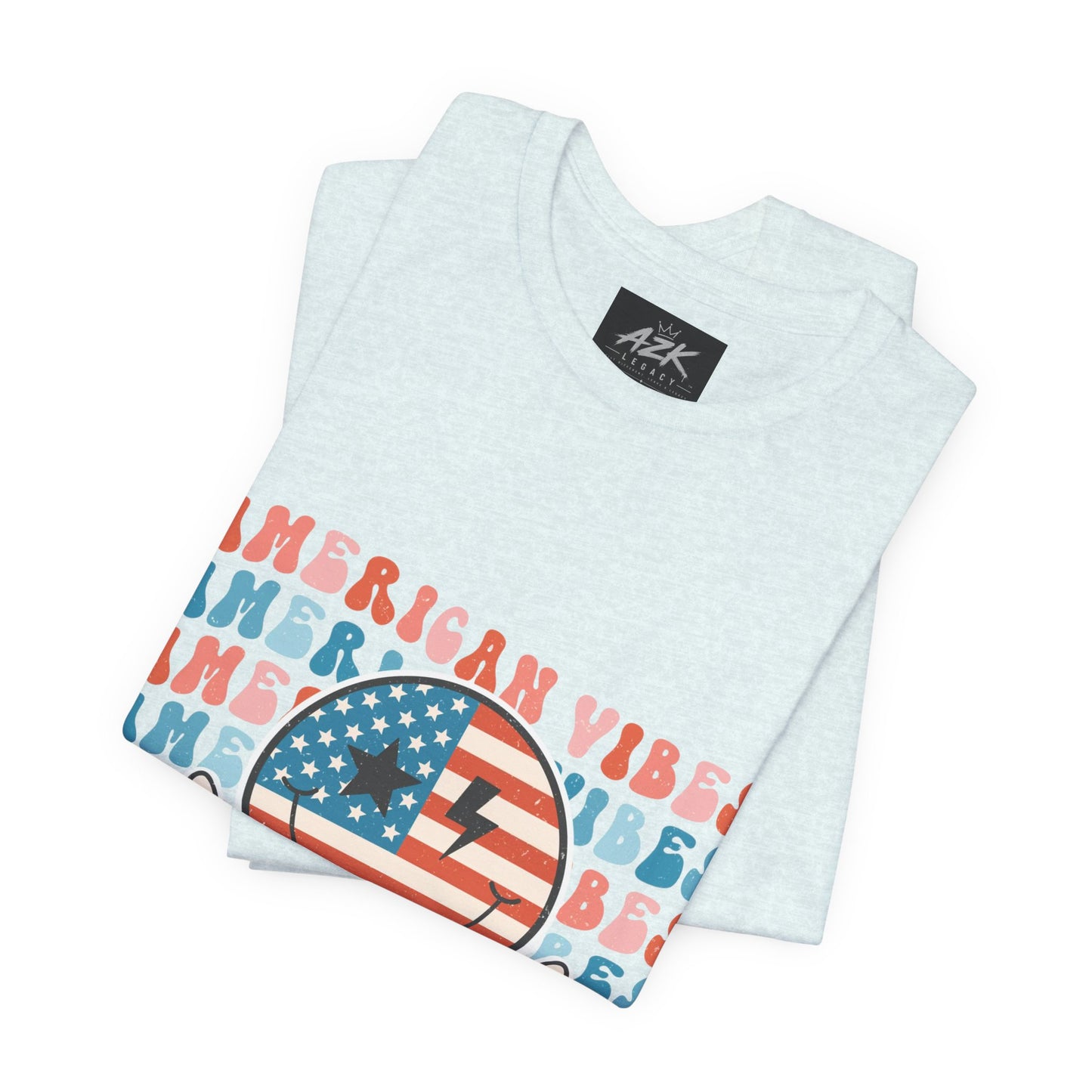 American Vibes T-Shirt — Retro Peace Sign Flag Tee (Fourth of July)
