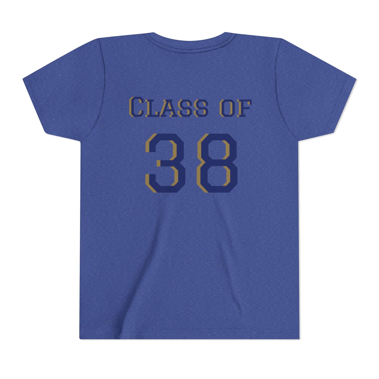 Kindergarten Grad Youth Tee — "Class of 38" Back Sports Jersey Style