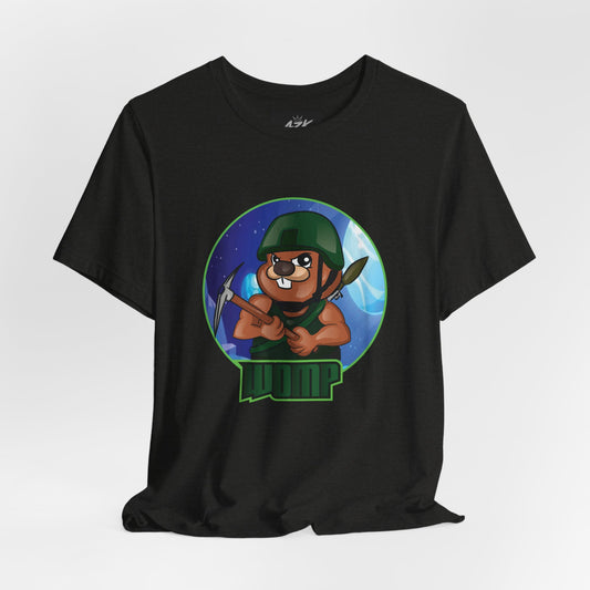 Soldier Bear Cartoon T‑Shirt — Cute Military Mascot Tee