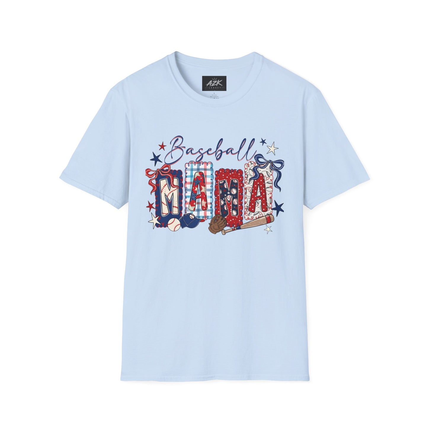 Baseball Mama T-Shirt — Patriotic Stars & Stripes Mom Tee