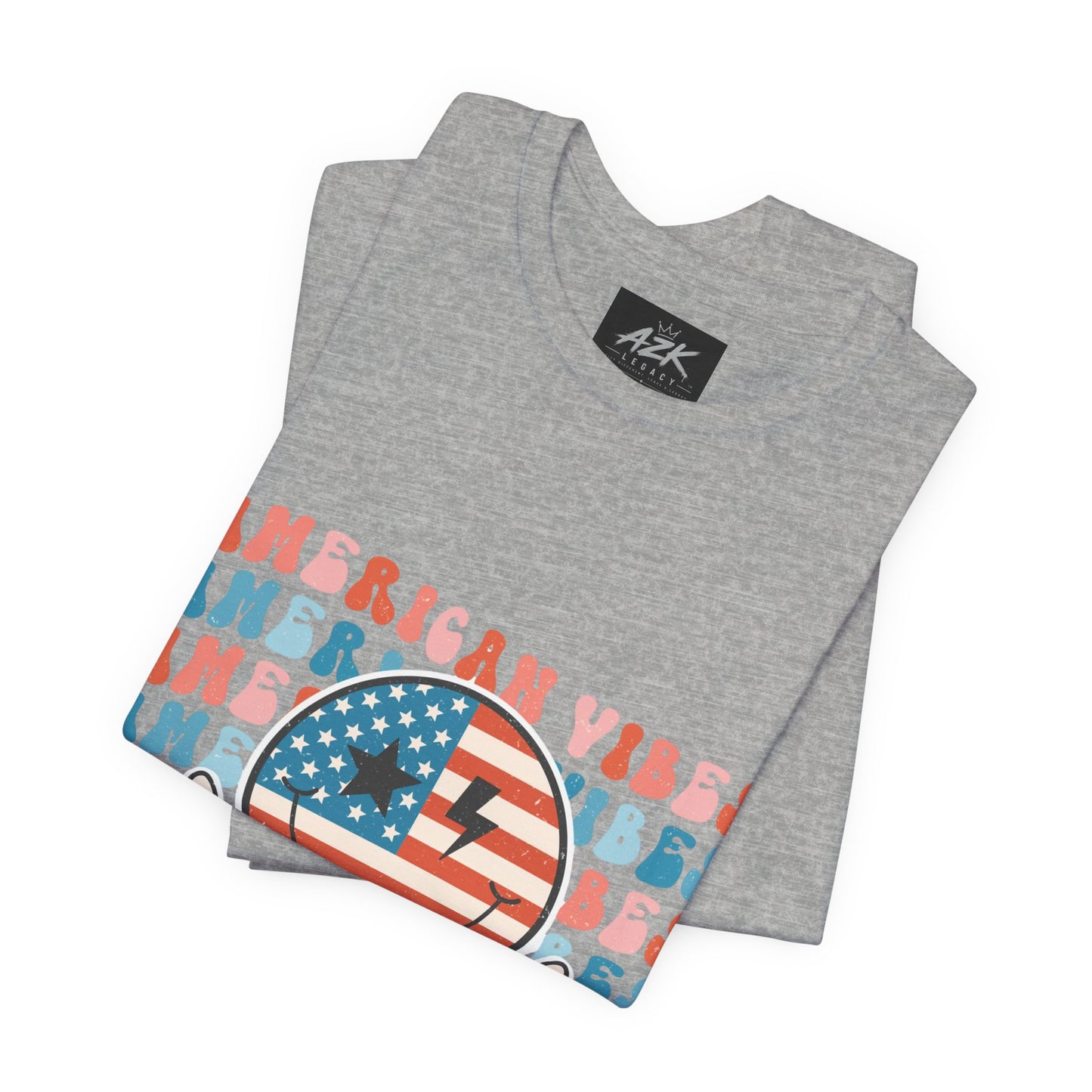 American Vibes T-Shirt — Retro Peace Sign Flag Tee (Fourth of July)