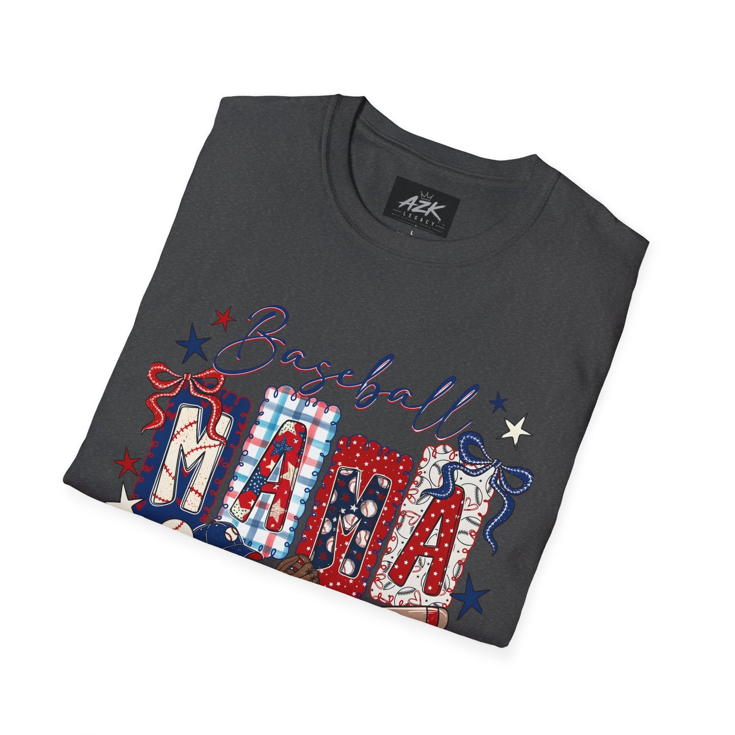 Baseball Mama T-Shirt — Patriotic Stars & Stripes Mom Tee