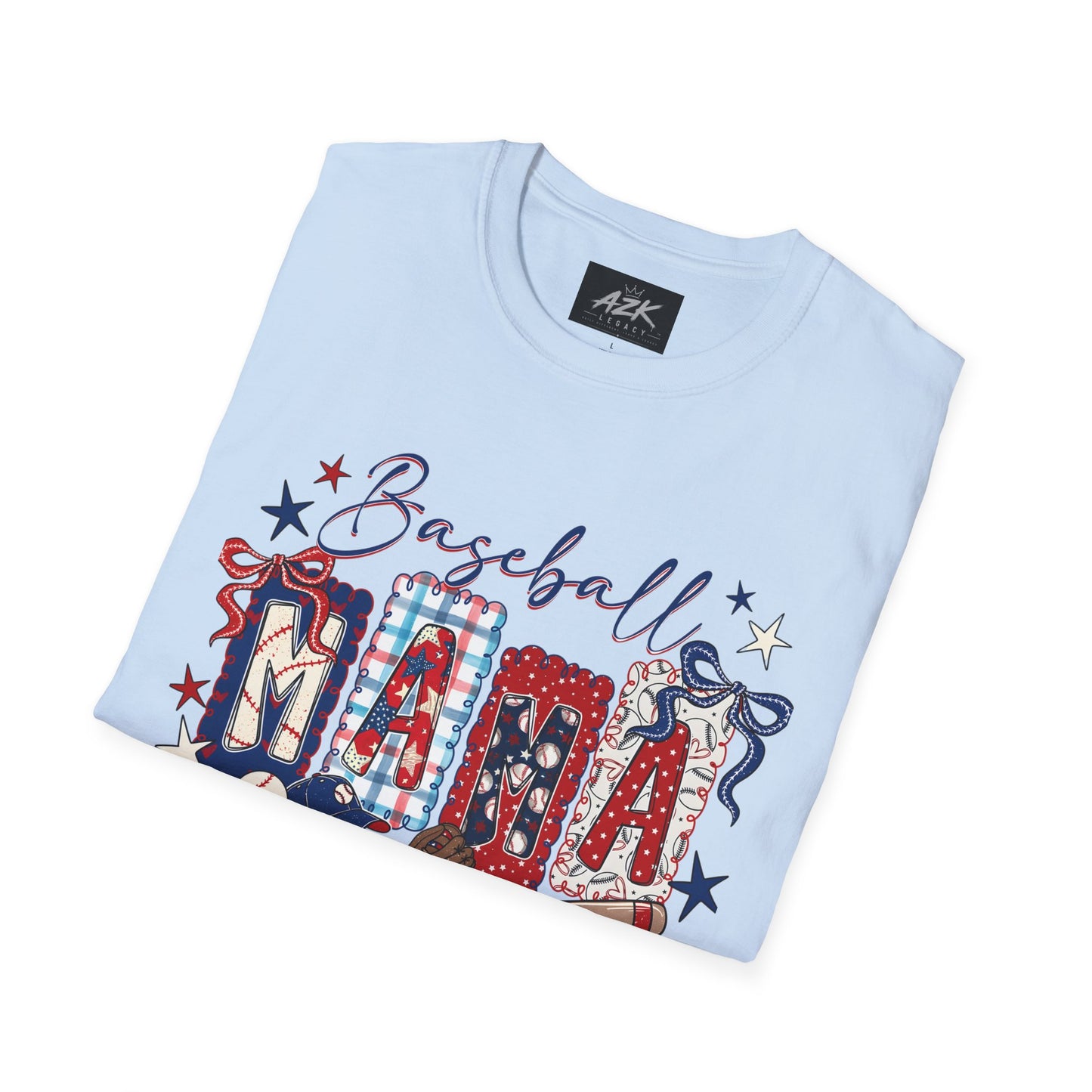 Baseball Mama T-Shirt — Patriotic Stars & Stripes Mom Tee
