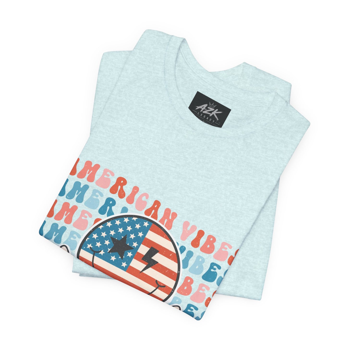 American Vibes T-Shirt — Retro Peace Sign Flag Tee (Fourth of July)