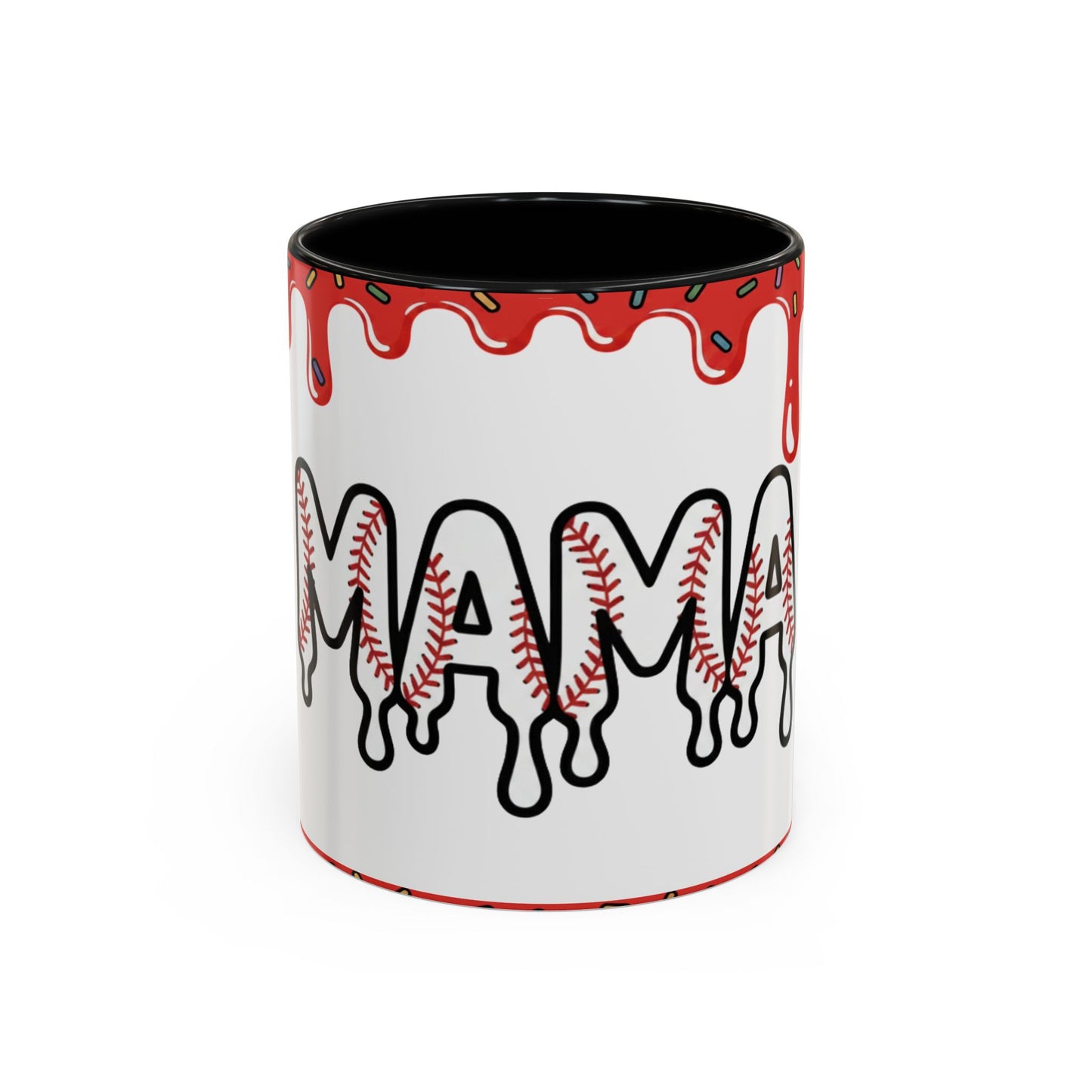 Mama Baseball Drip Accent Coffee Mug (11/15oz)