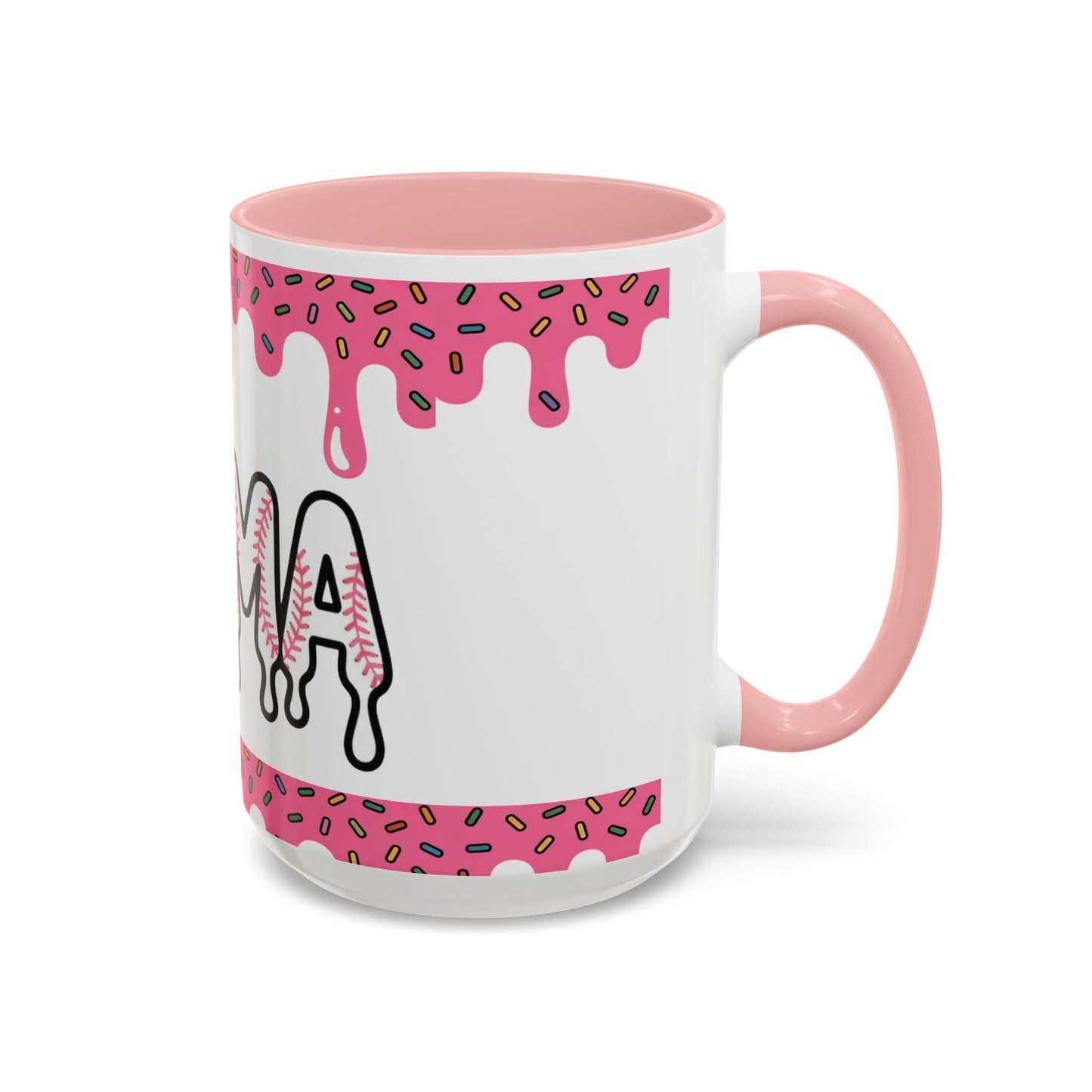 Mama Baseball Drip Accent Coffee Mug – Pink Sprinkle Baseball Mom Gift (11/15oz)