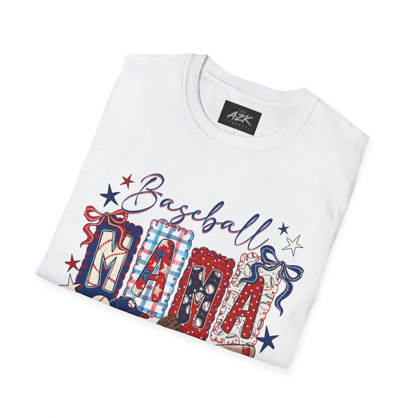 Baseball Mama T-Shirt — Patriotic Stars & Stripes Mom Tee