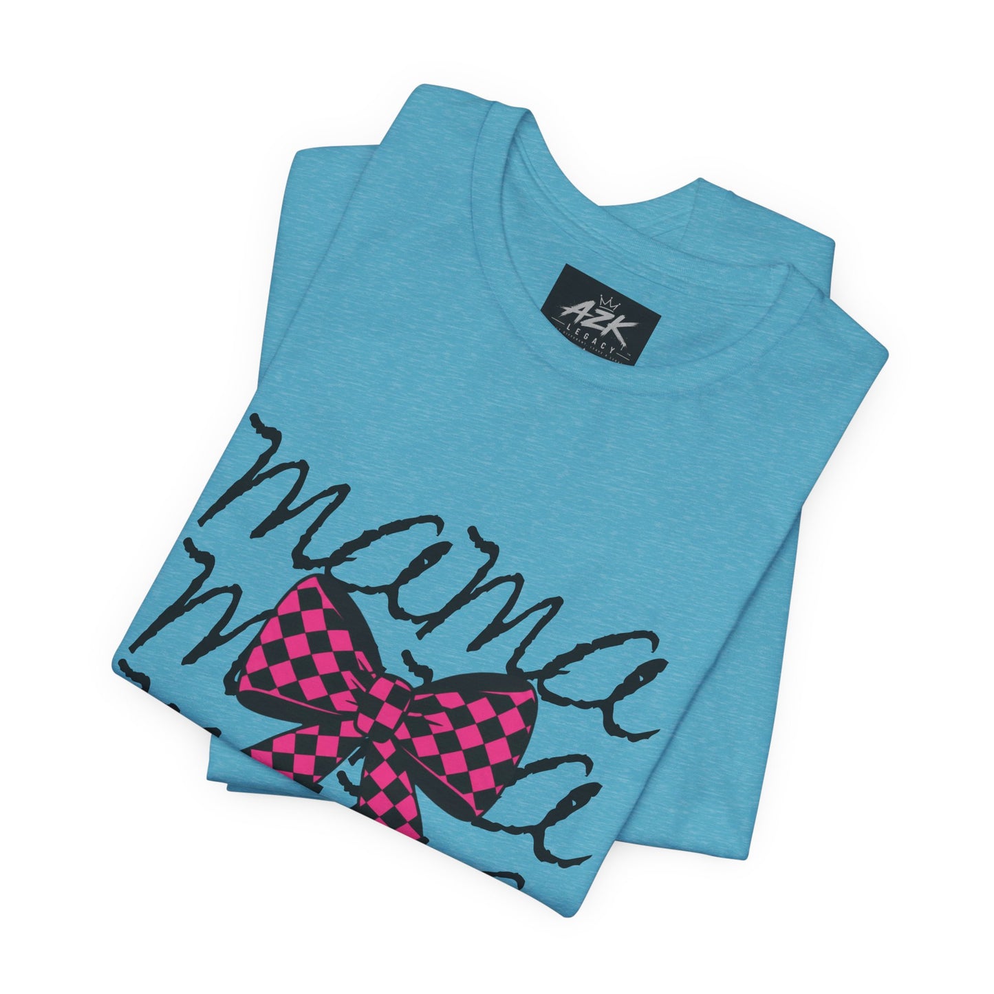 Mama Script Tee with Pink Plaid Bow