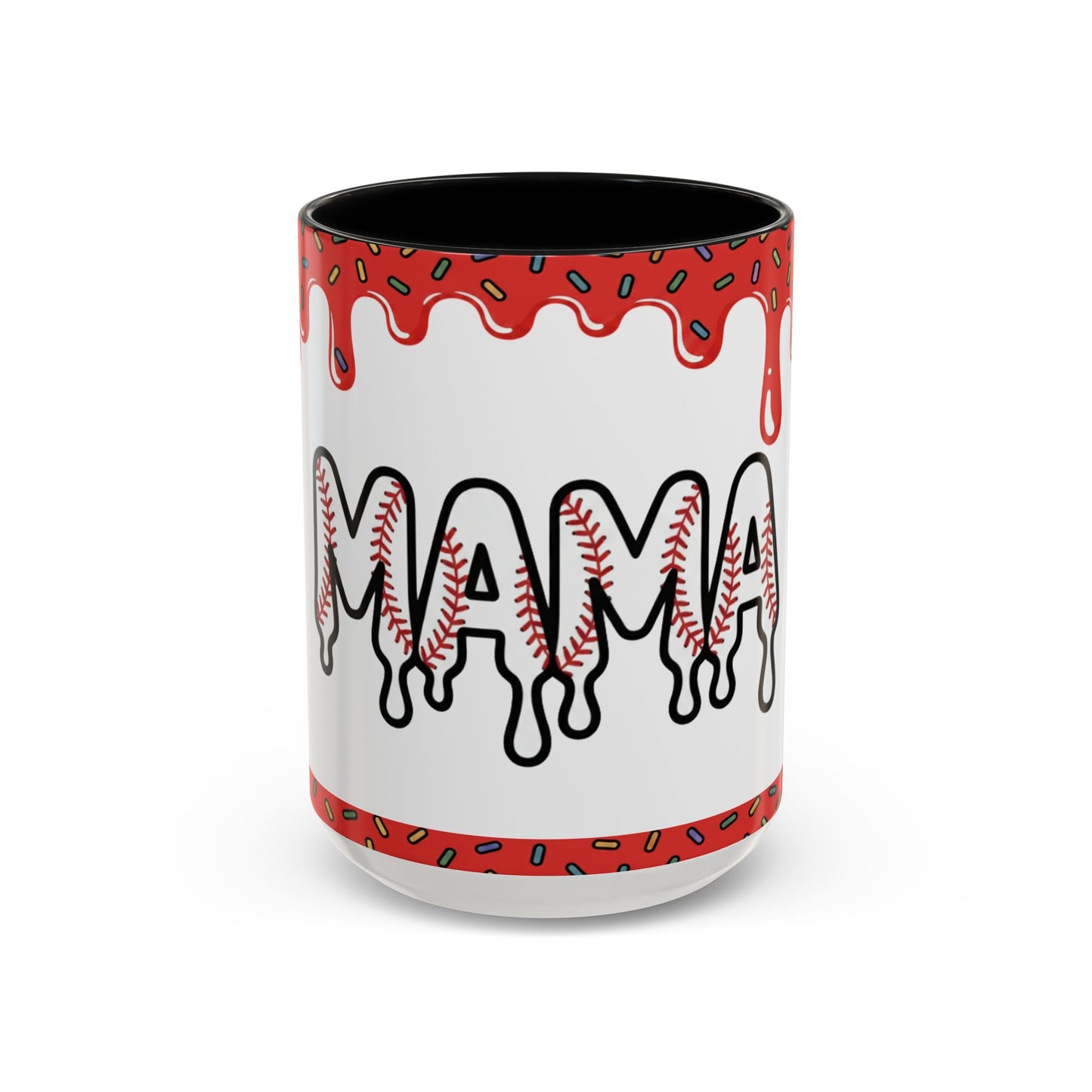 Mama Baseball Drip Accent Coffee Mug (11/15oz)
