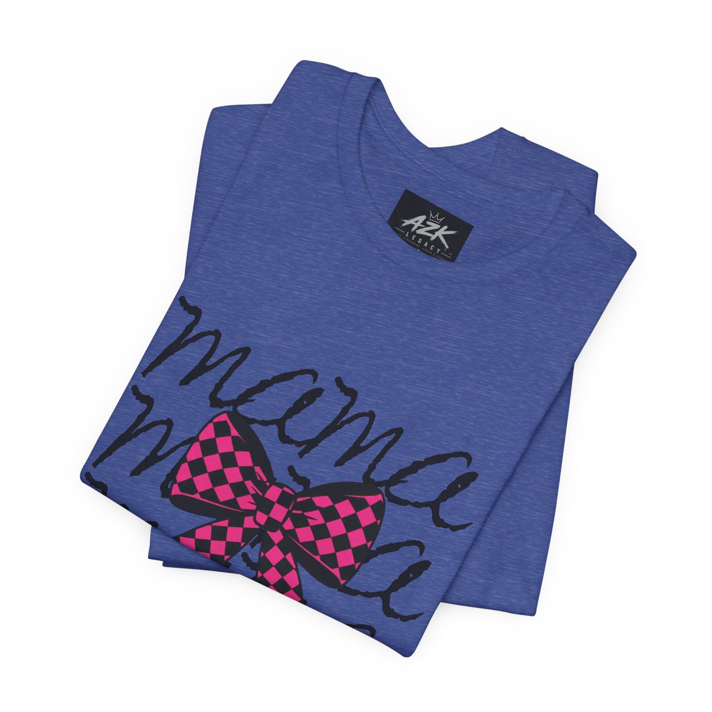 Mama Script Tee with Pink Plaid Bow