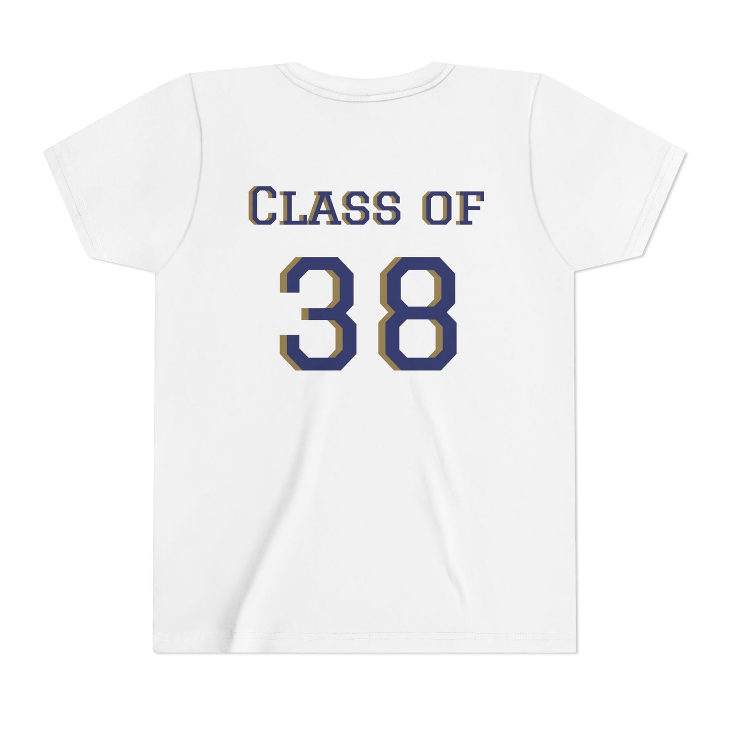 Kindergarten Grad Youth Tee — "Class of 38" Back Sports Jersey Style