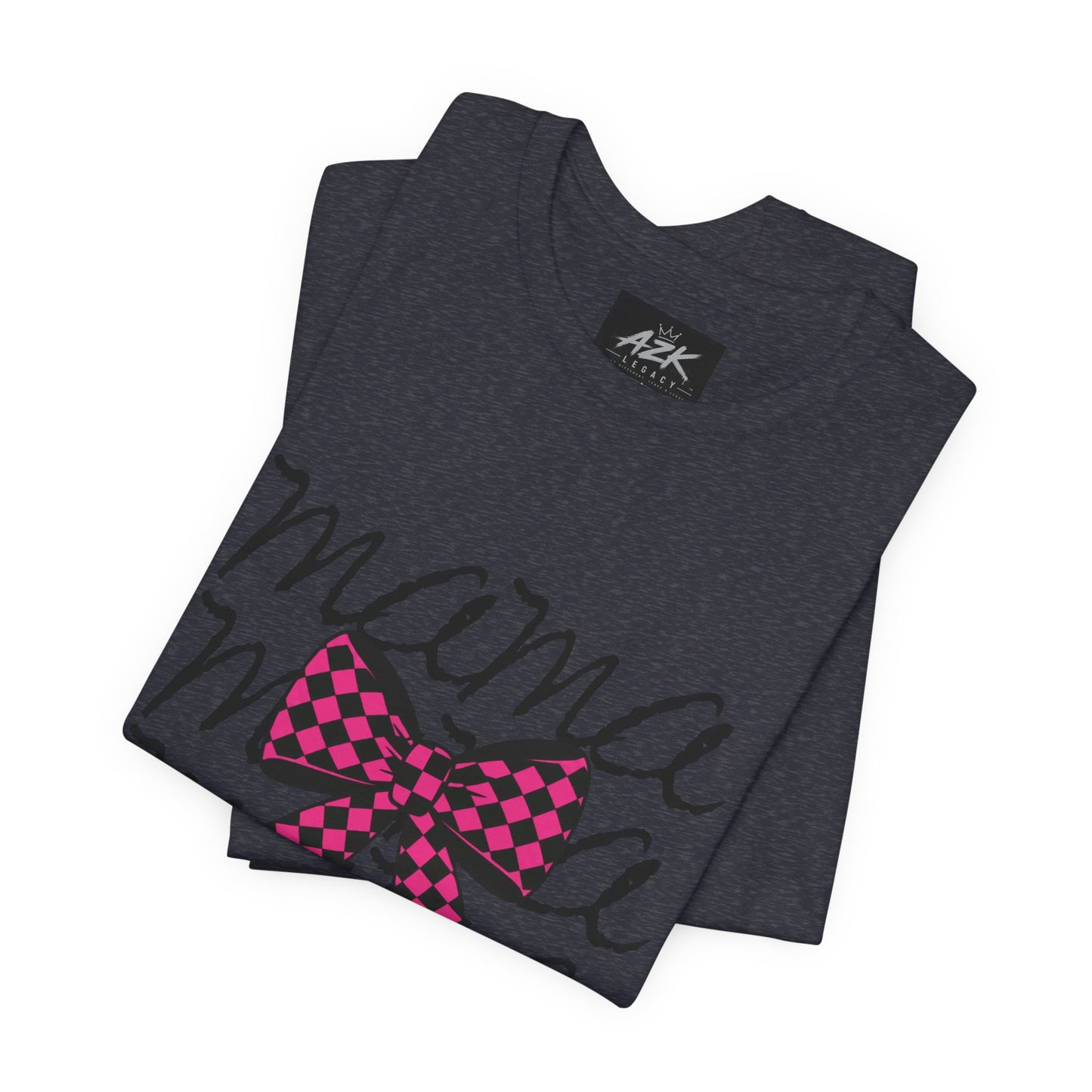 Mama Script Tee with Pink Plaid Bow
