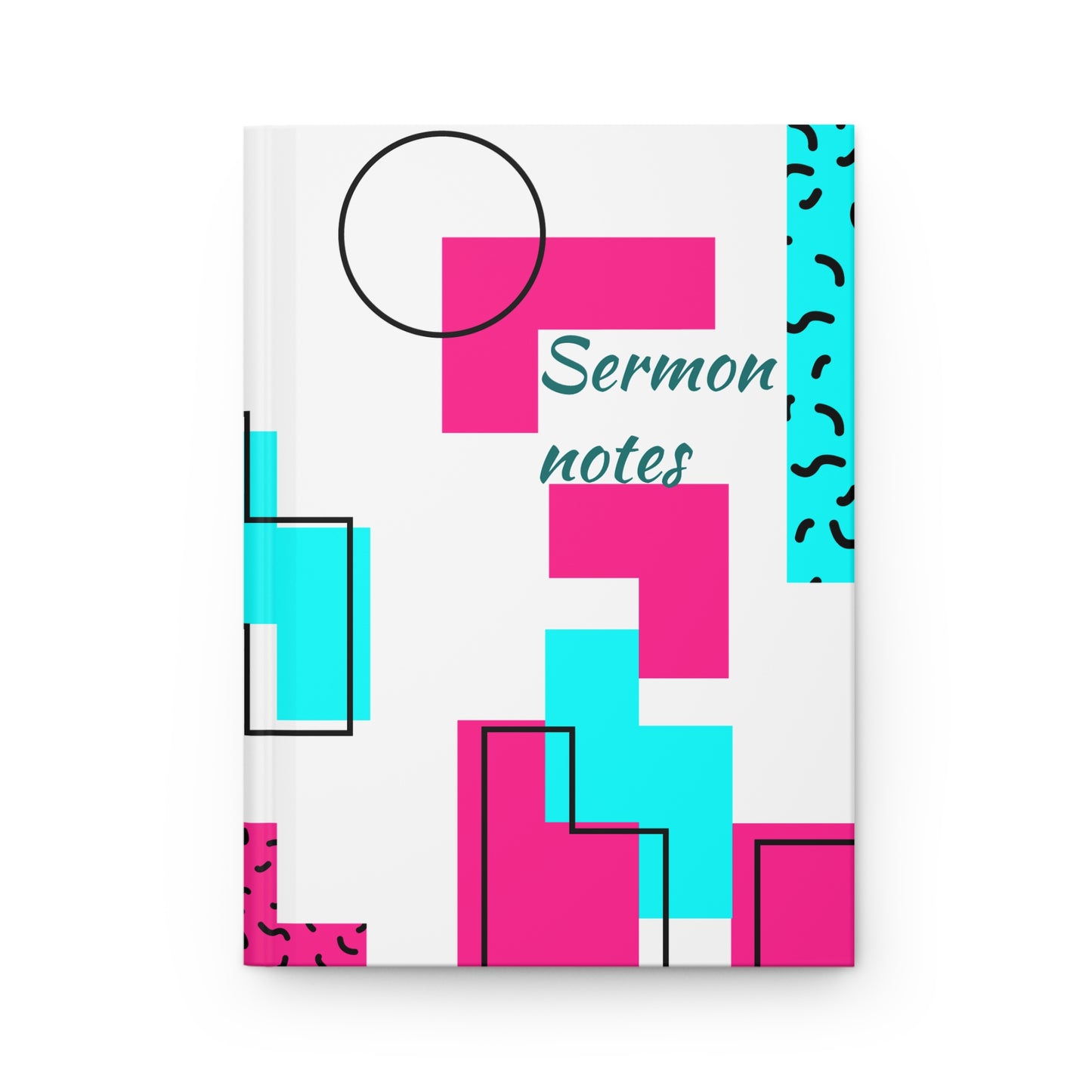 Sermon Notes Hardcover Journal — Retro Geometric Church Notebook