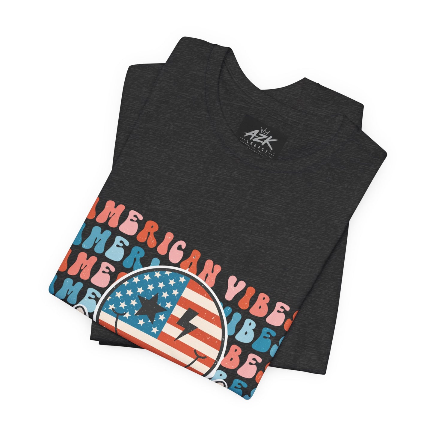American Vibes T-Shirt — Retro Peace Sign Flag Tee (Fourth of July)